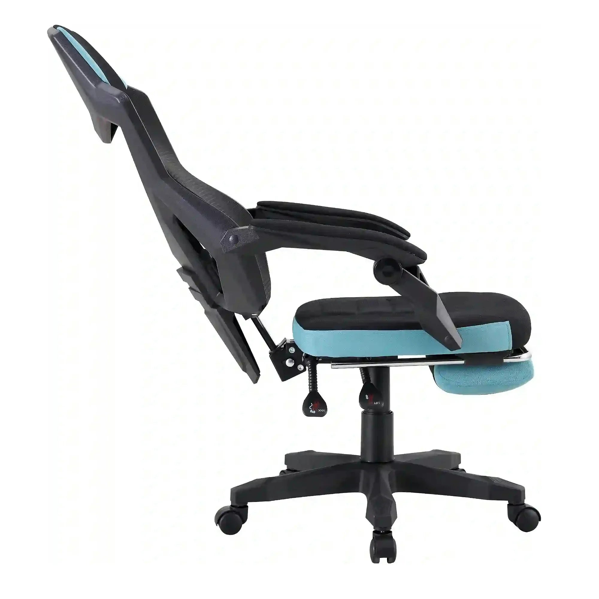 Scaun gaming JORIK NEW, negru/albastru, material textil/plasa, 60x65x108/118 cm