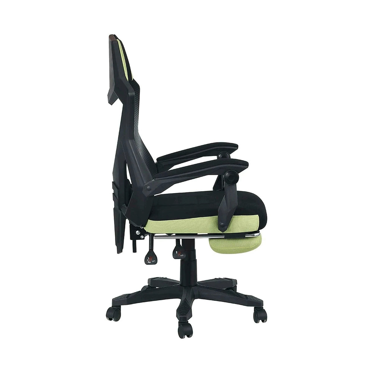 Scaun gaming JORIK NEW, negru/verde, plasa/plastic, 60x65x108/118 cm