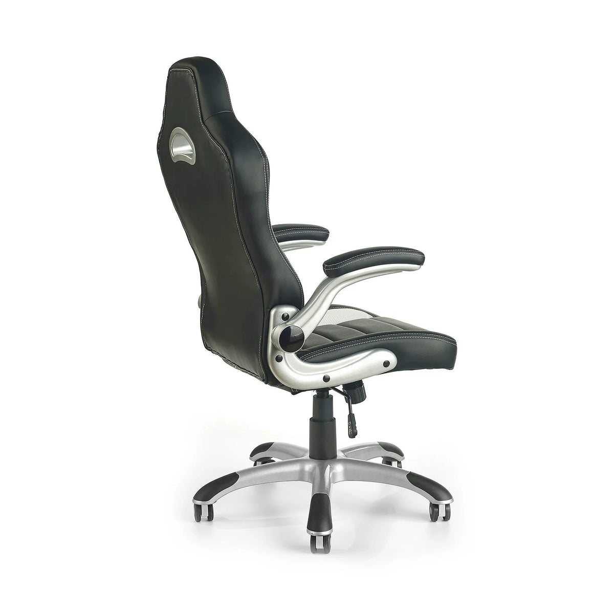 Scaun gaming LOTUS, negru/gri, piele ecologica perforata, 63x65x117/127 cm