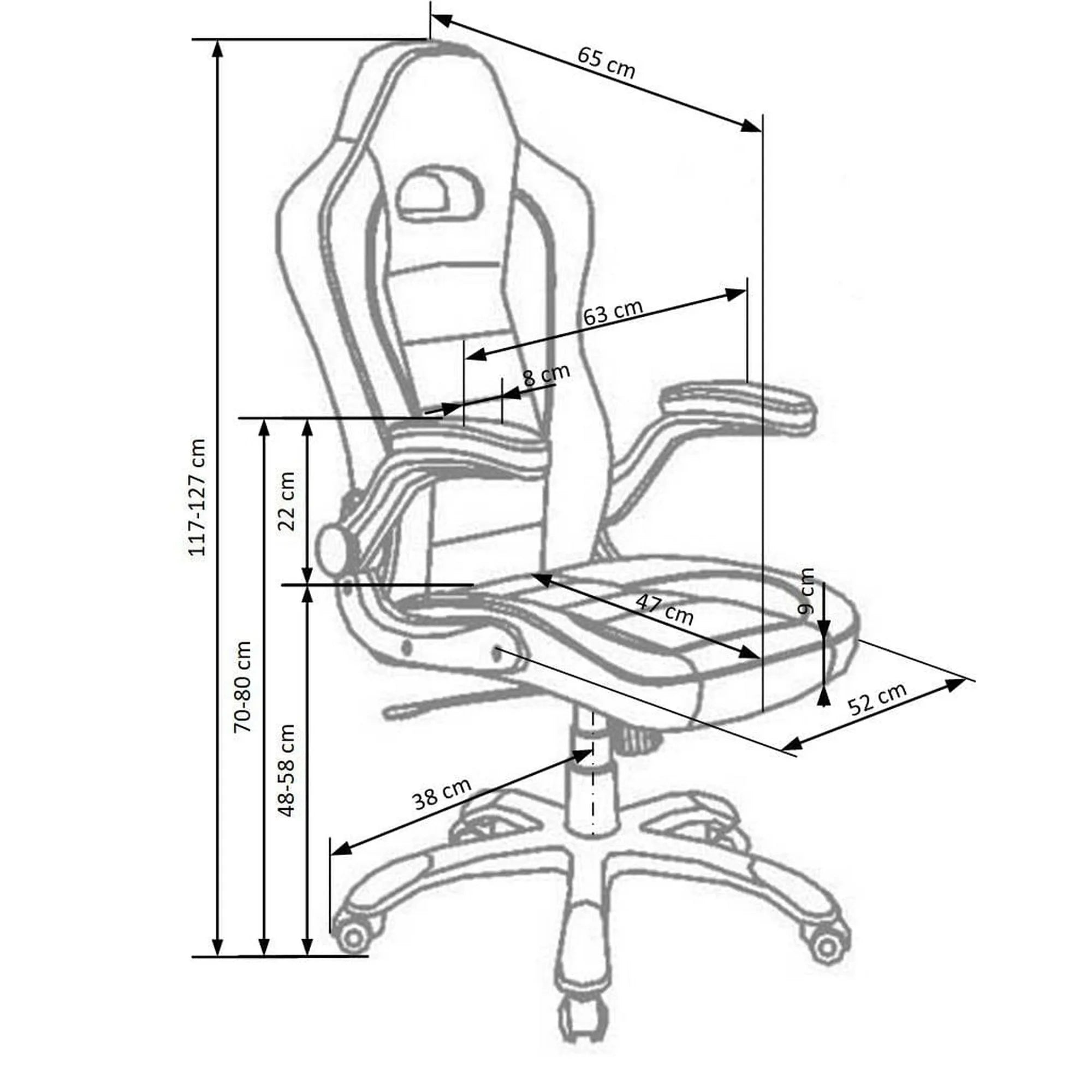 Scaun gaming LOTUS, negru/gri, piele ecologica perforata, 63x65x117/127 cm