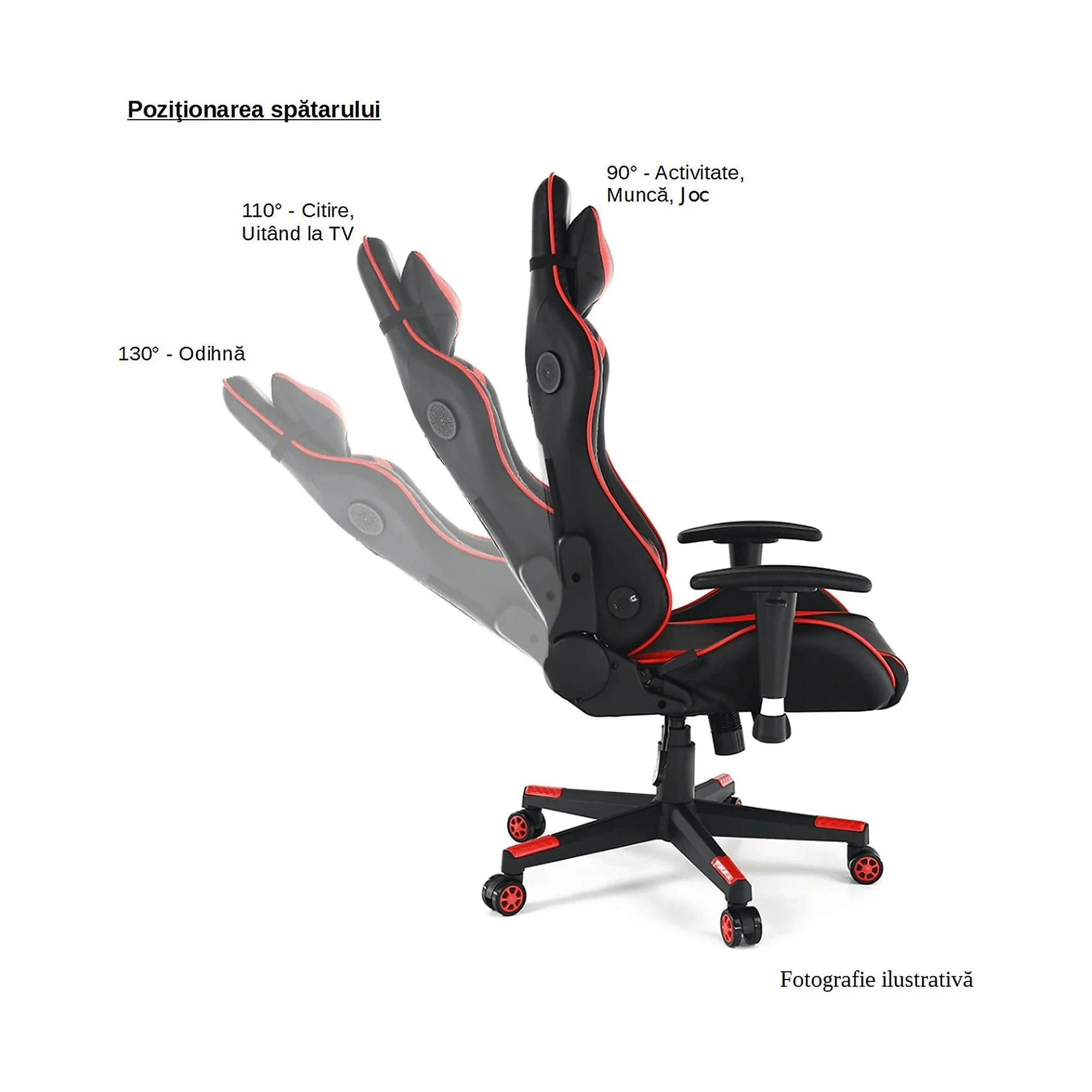 Scaun gaming YOKO, negru/alb, material textil/plastic, 60x65x113/123 cm