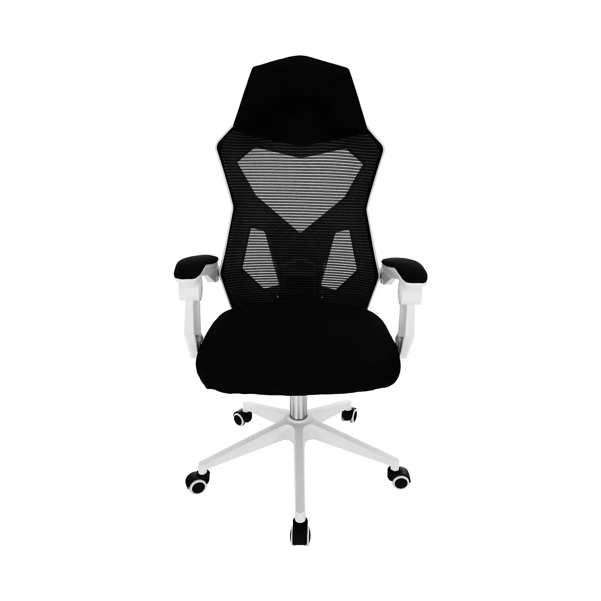 Scaun gaming YOKO, negru/alb, material textil/plastic, 60x65x113/123 cm