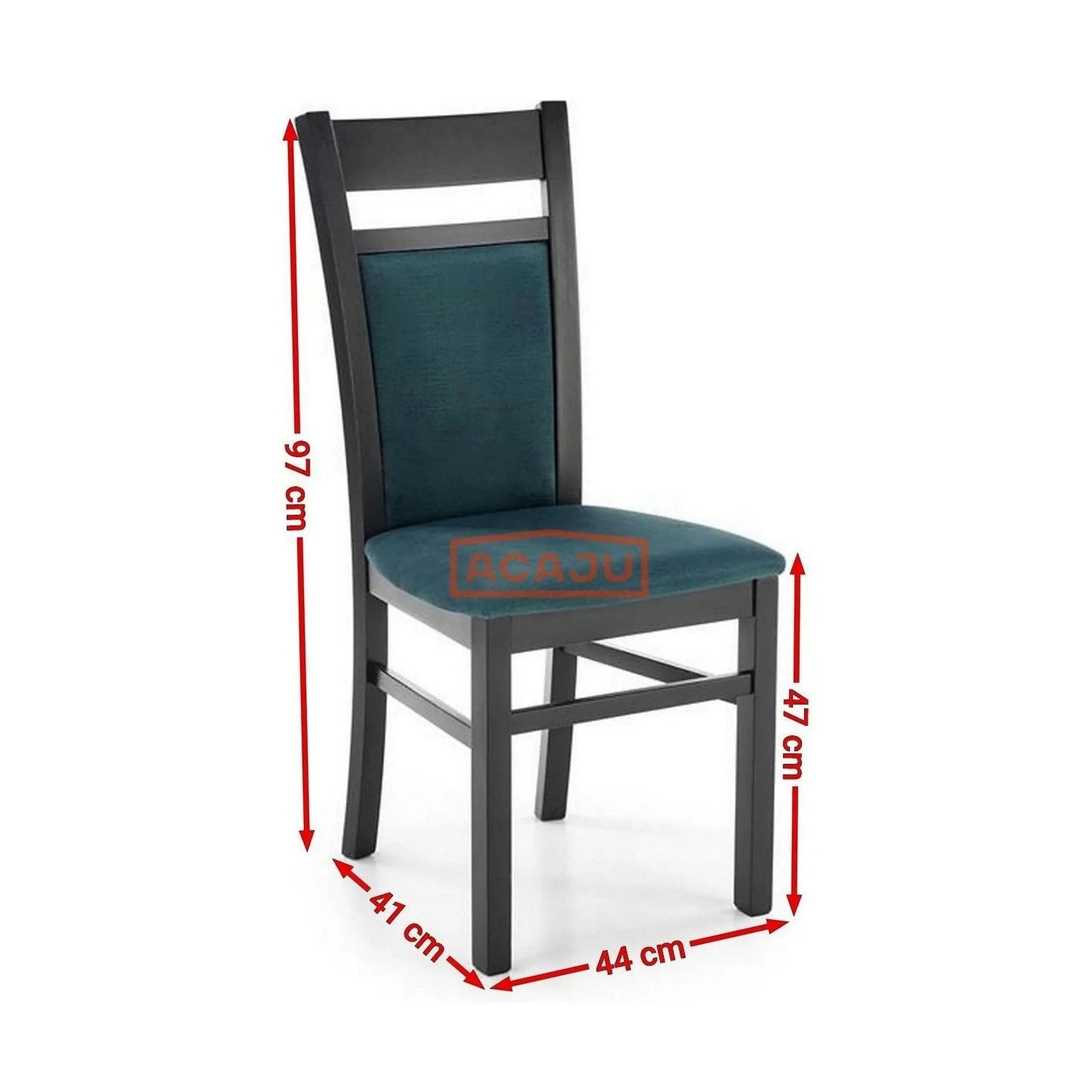 Scaun Gerard 2, negru/verde, stofa catifelata/lemn de fag, 44x55x97 cm