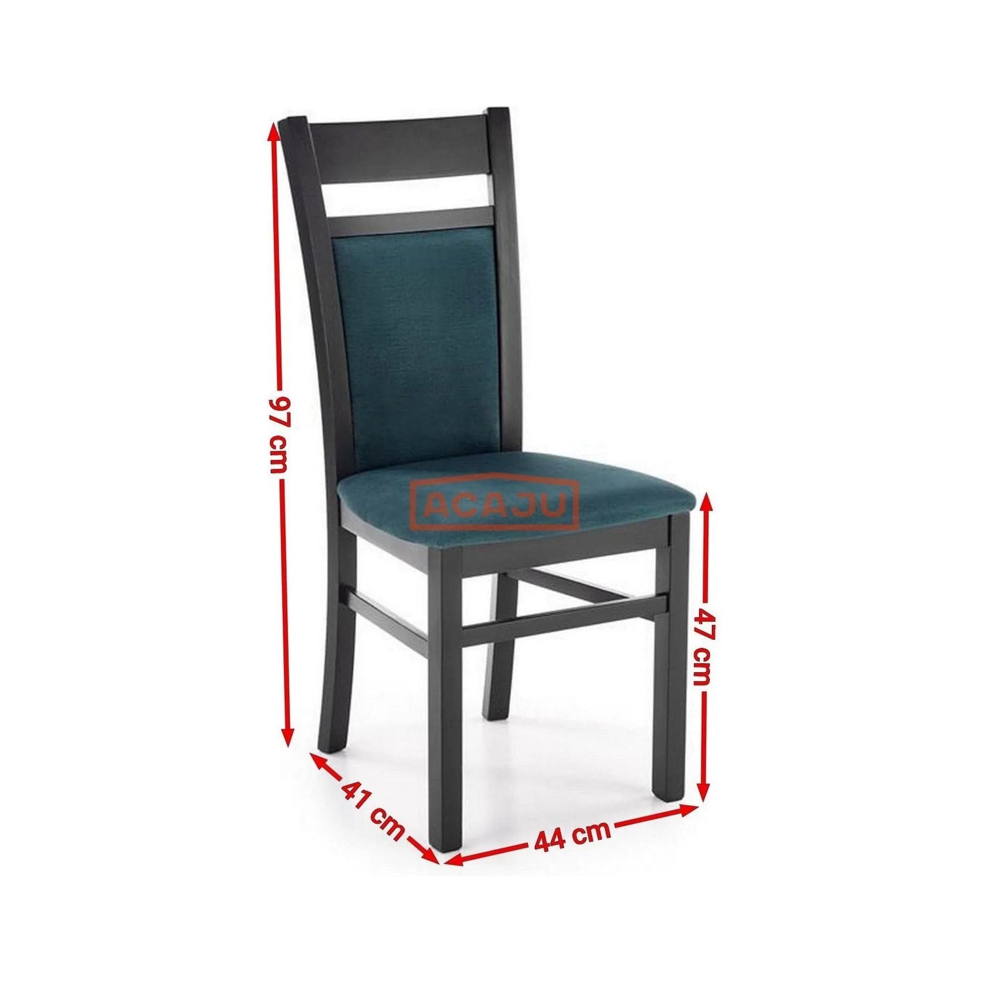 Scaun Gerard 2, negru/verde, stofa catifelata/lemn de fag, 44x55x97 cm