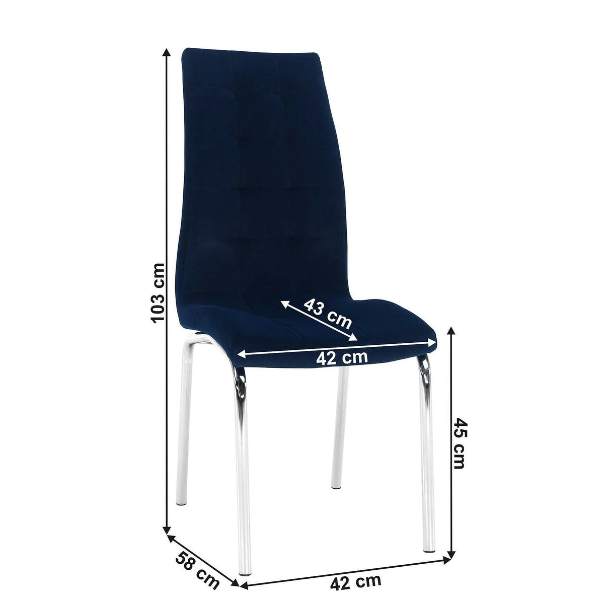 Scaun GERDA NEW, albastru, stofa clasica/metal, 42x58x103 cm