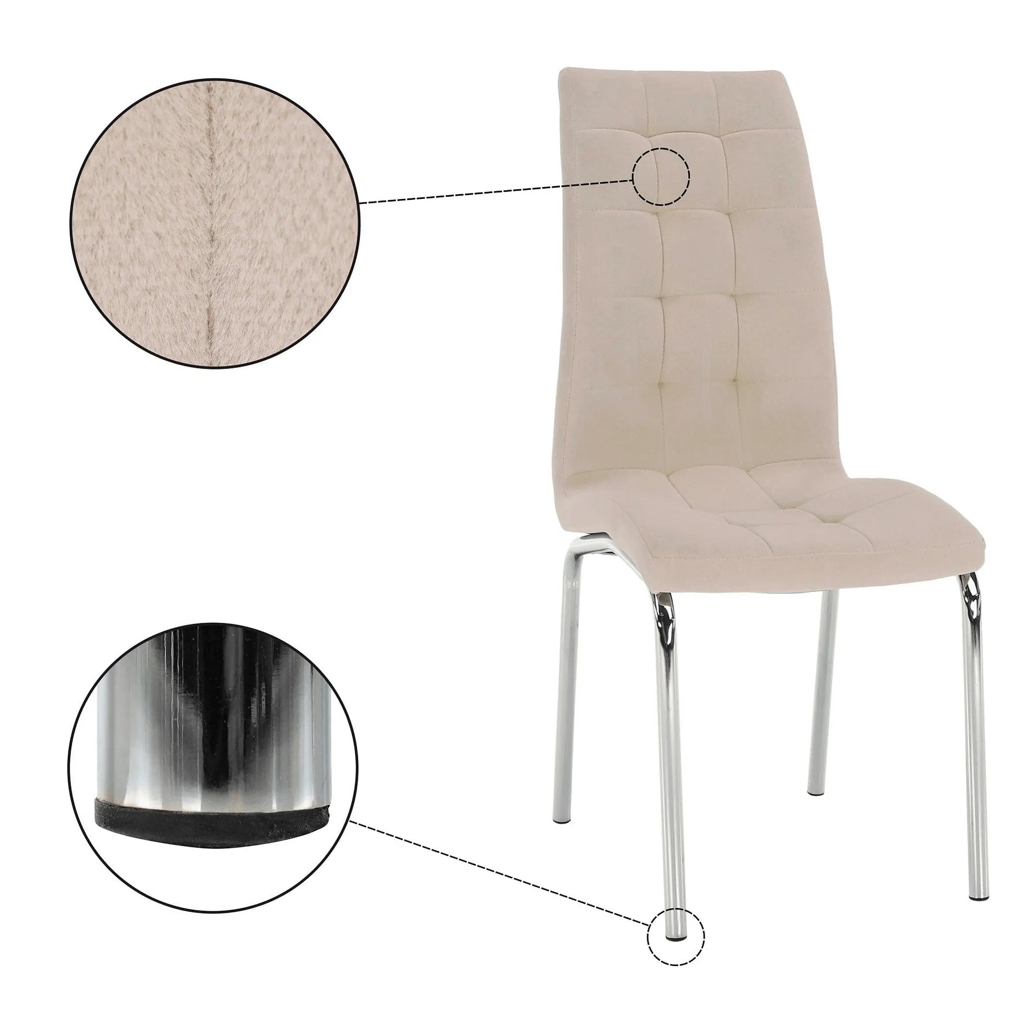 Scaun GERDA NEW, bej, stofa clasica/metal, 42x58x103 cm