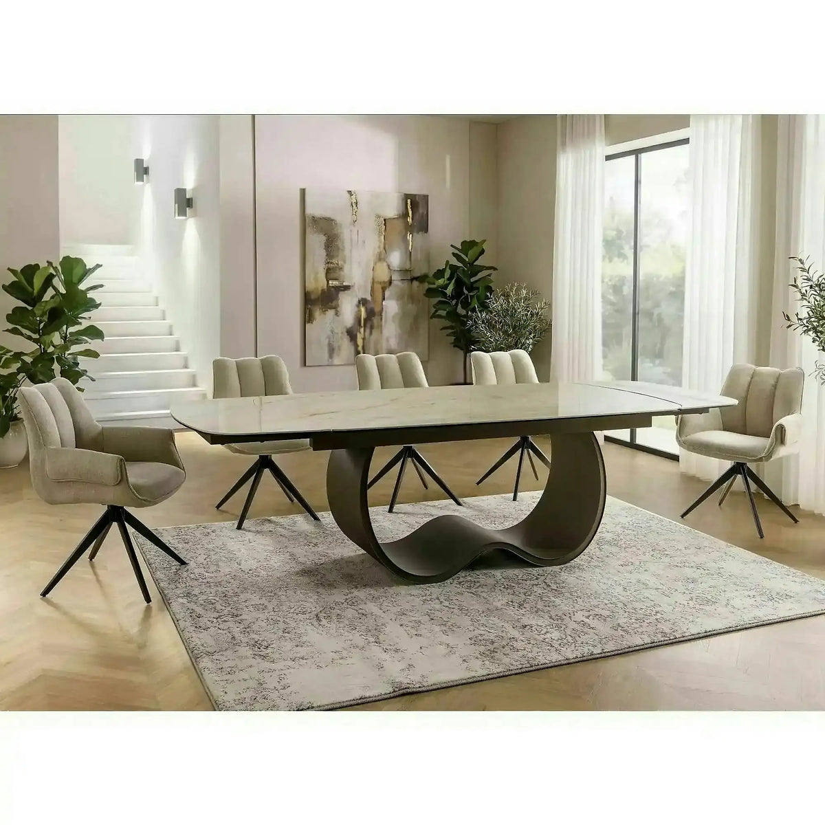 Scaun GIO, bej/negru, stofă/metal, 62x46x86 cm