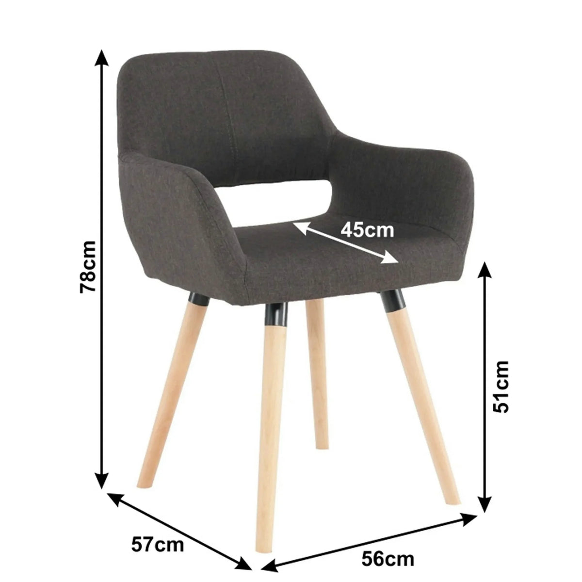 Scaun GODRIC, maro inchis, stofa clasica/lemn, 56x57x78 cm