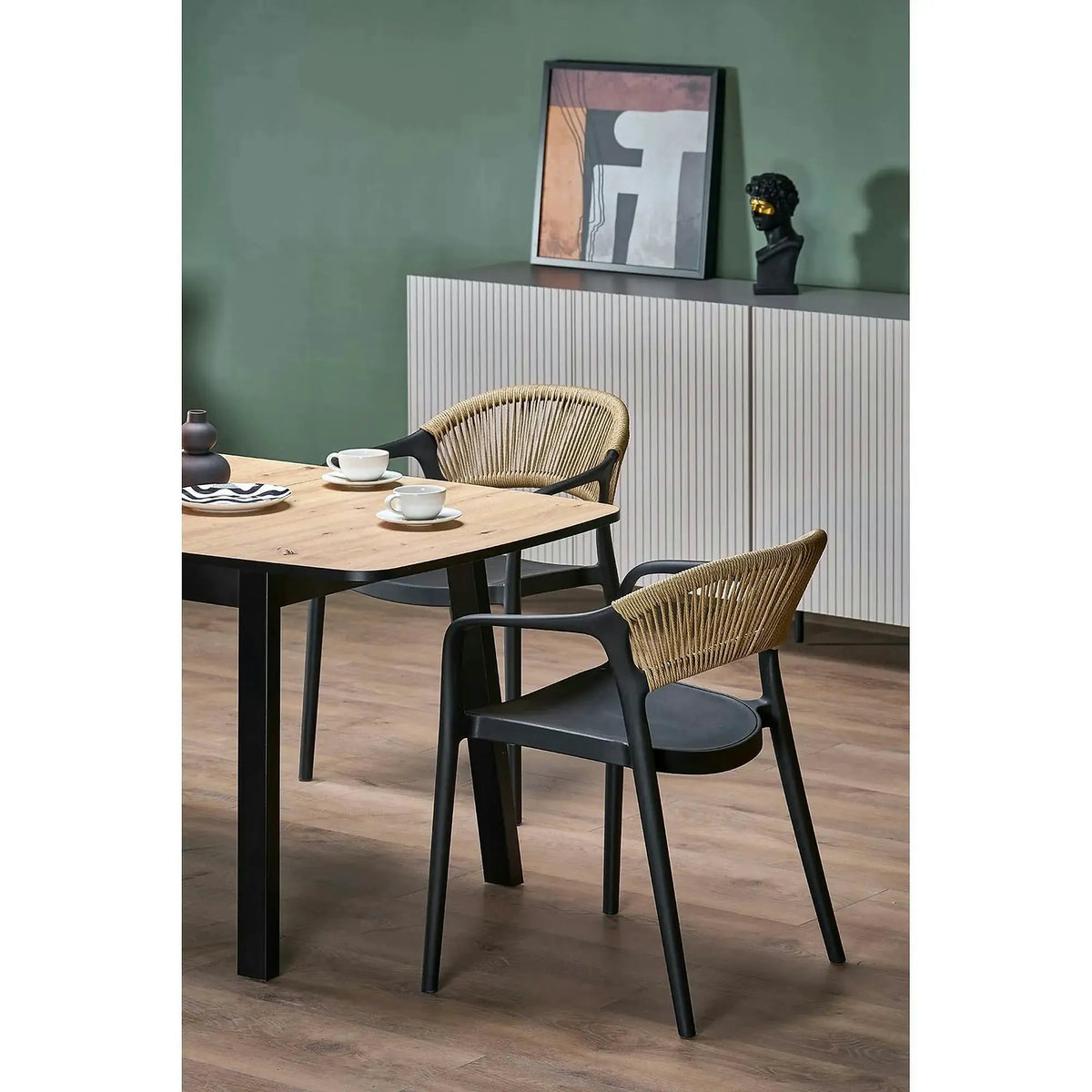 Scaun gradina K582, negru, polipropilena, 56x55x78 cm