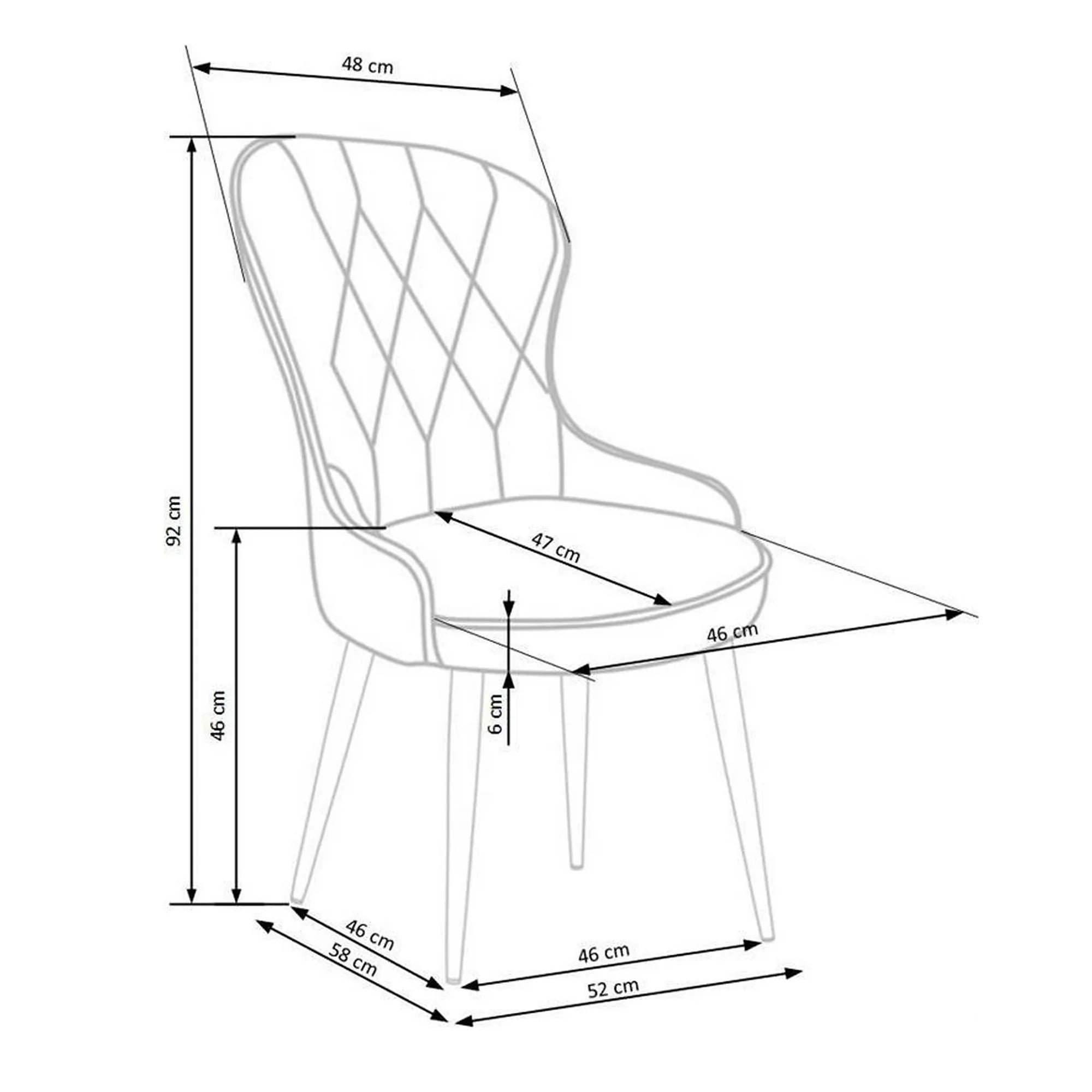 Scaun gri inchis K366, stofa catifelata/metal, 52x58x92 cm