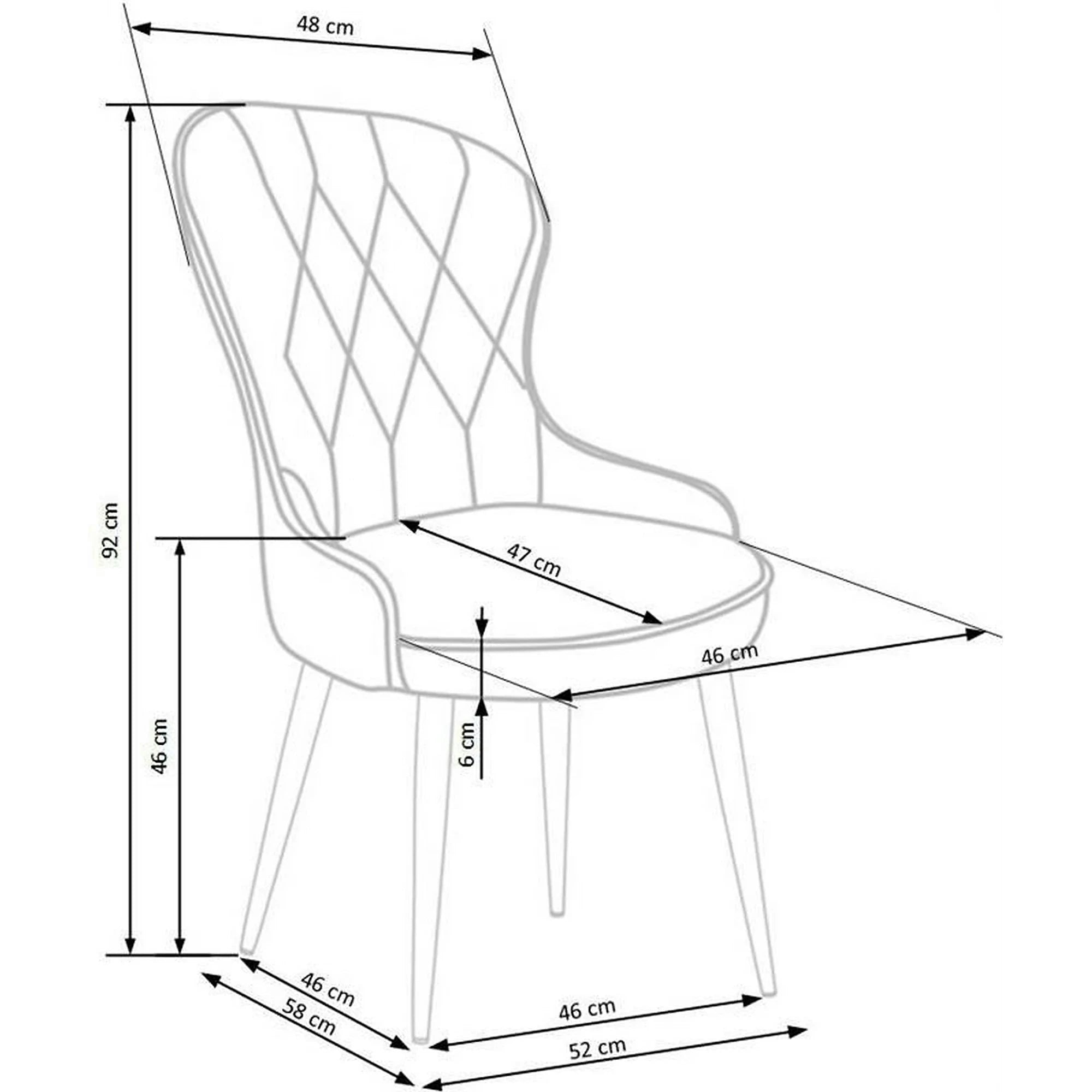Scaun gri inchis K366, stofa catifelata/metal, 52x58x92 cm