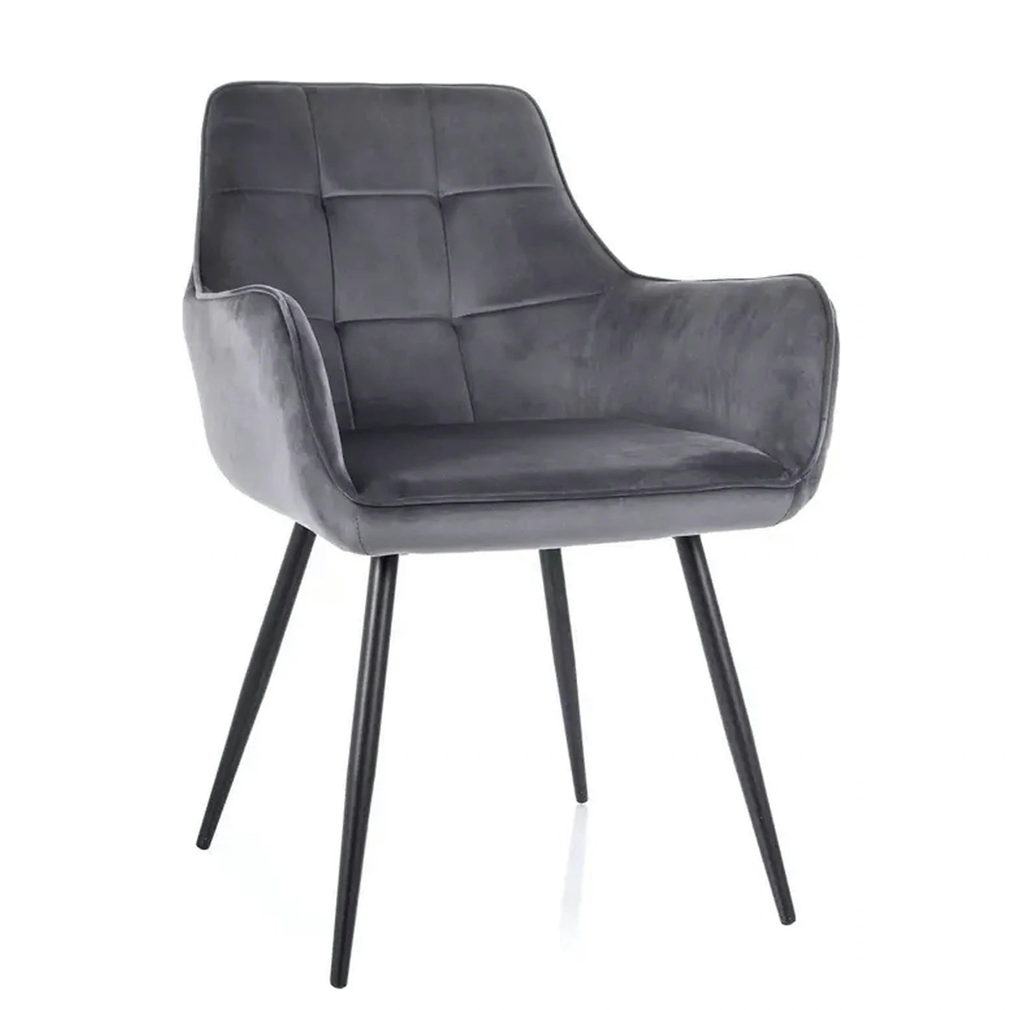 Scaun gri inchis LEMON, stofa catifelata/metal, 57x47x85 cm