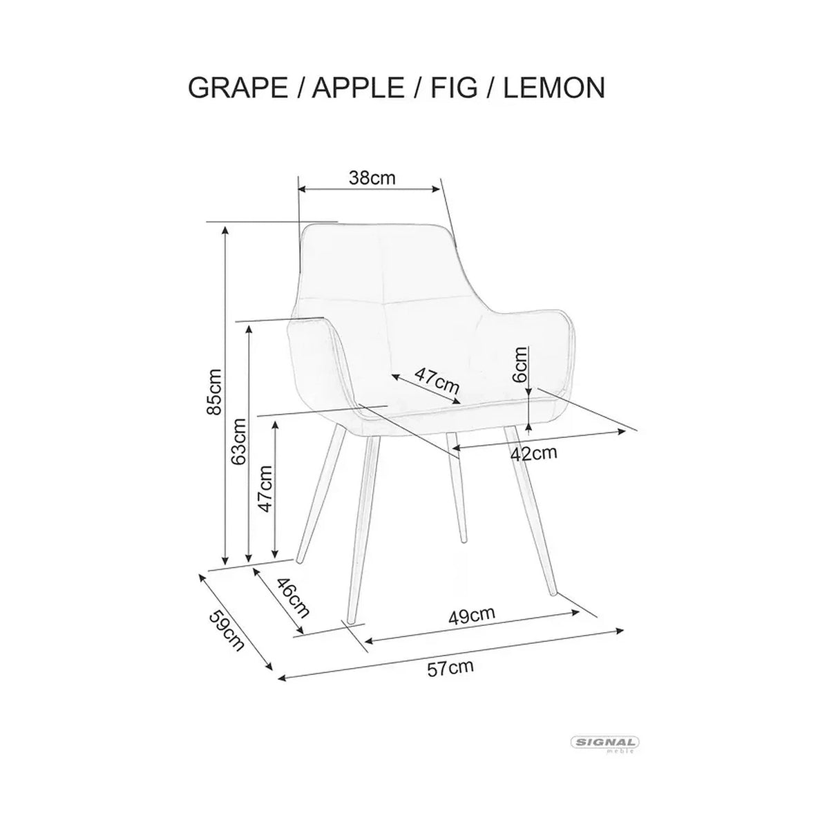 Scaun gri inchis LEMON, stofa catifelata/metal, 57x47x85 cm