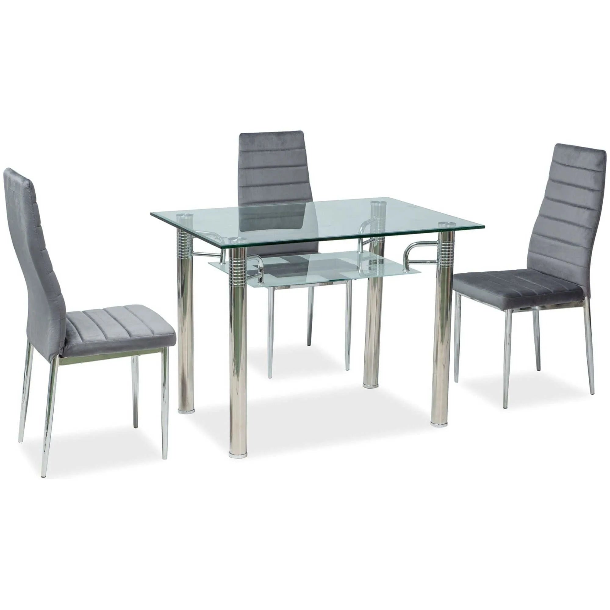 Scaun H261, gri/crom, stofa catifelata/metal, 40x38x96 cm