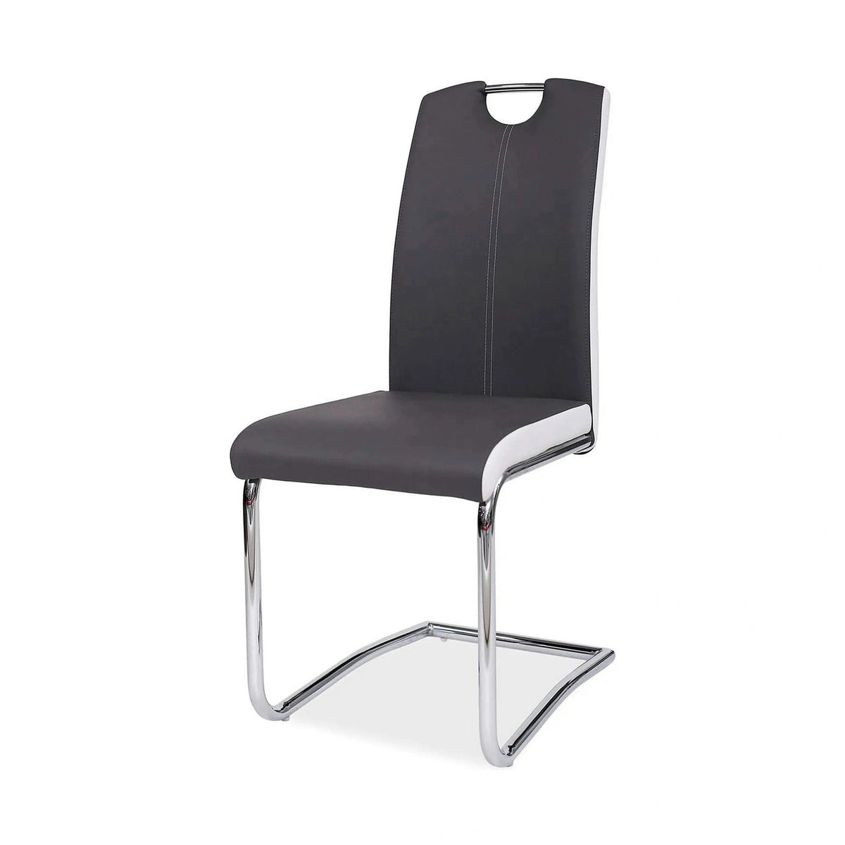 Scaun H341, gri/alb, piele ecologica/metal, 43x44x101 cm