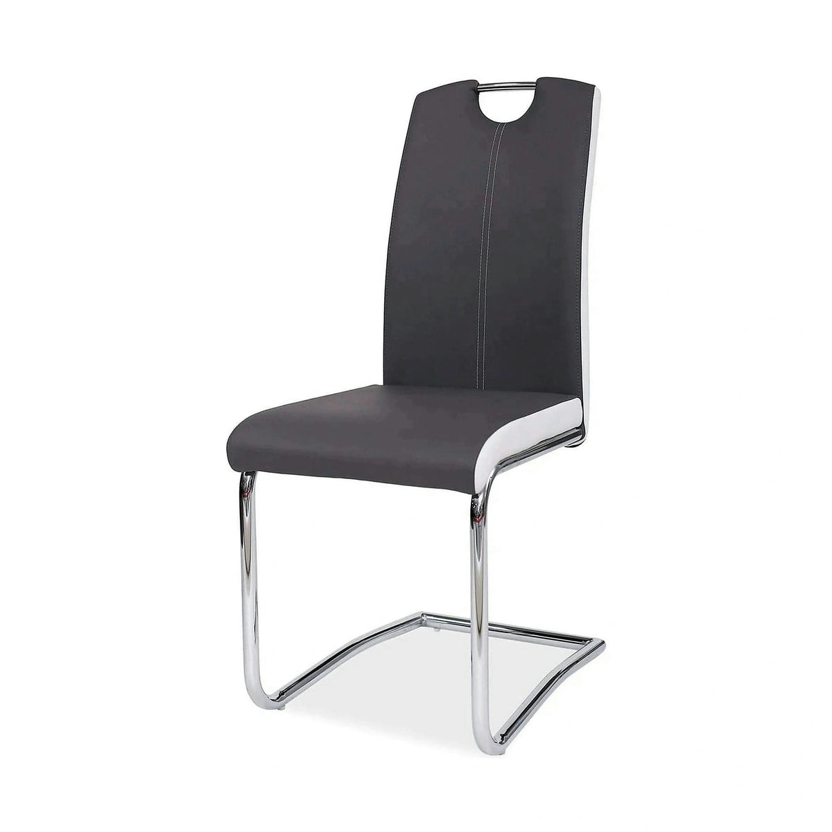 Scaun H341, gri/alb, piele ecologica/metal, 43x44x101 cm