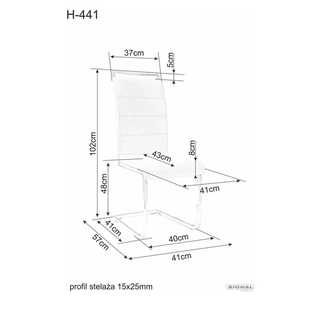 Scaun H441, negru, stofa catifelata/metal, 41x42x102 cm