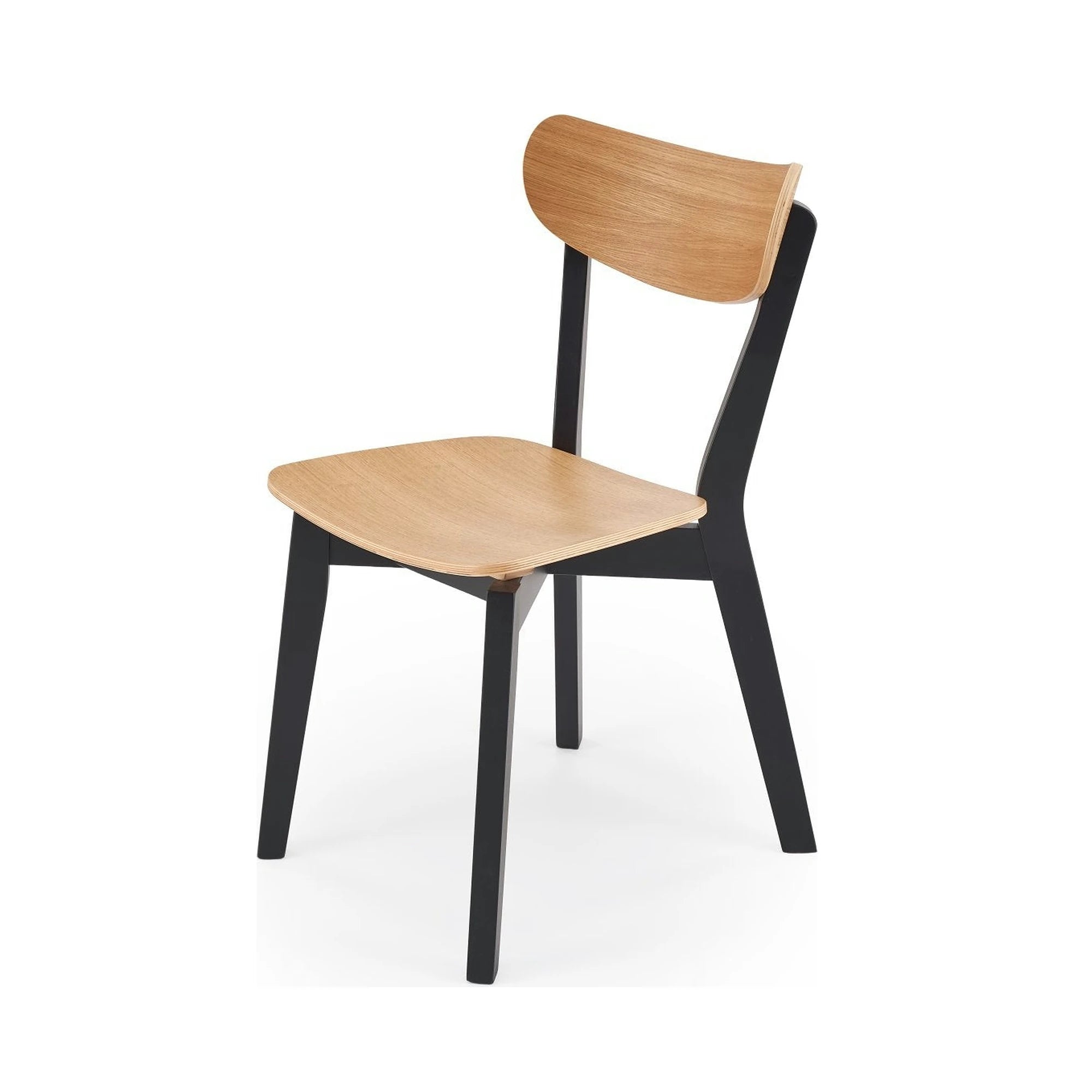 Scaun HAITI, stejar/negru, placaj/lemn, 42x52x80 cm