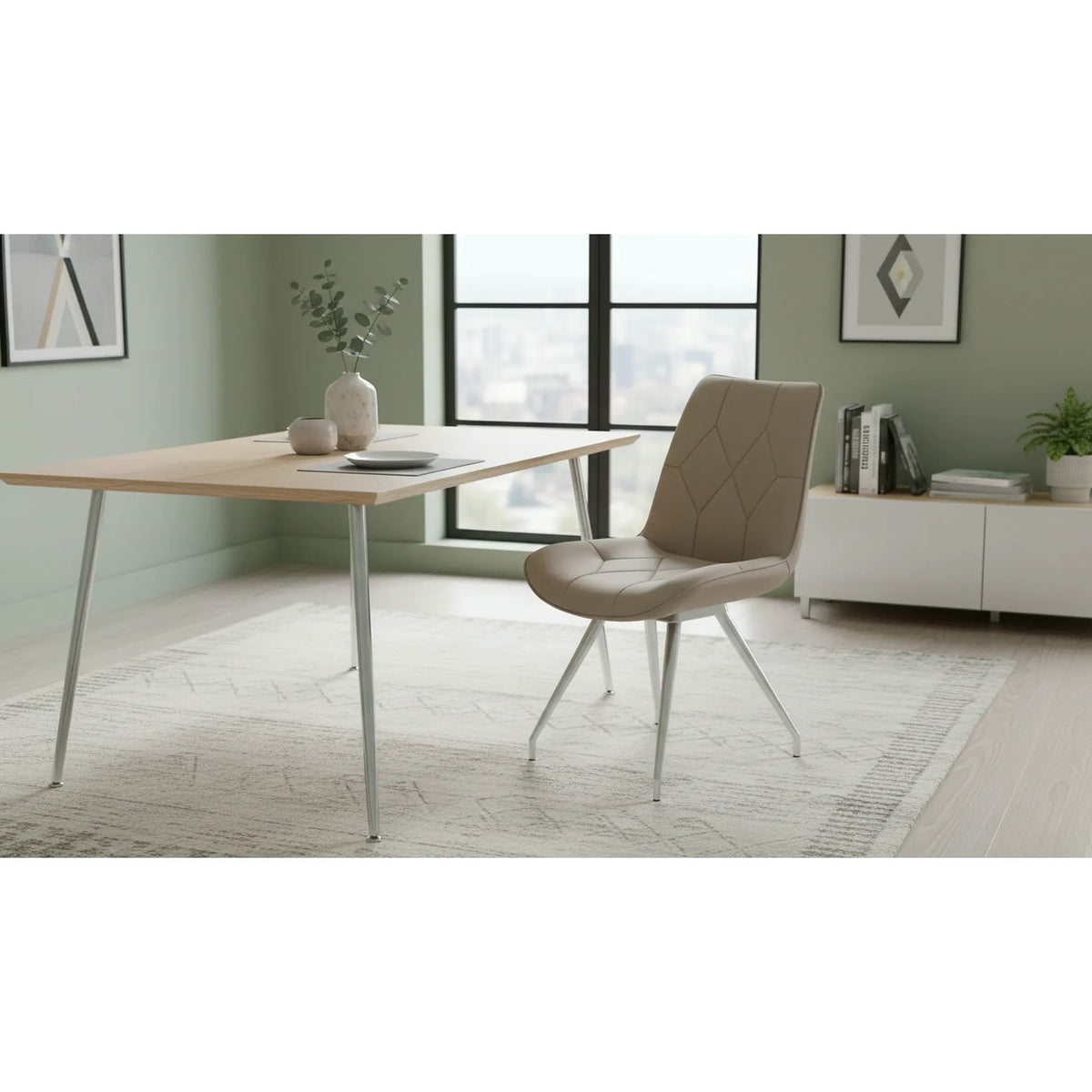 Scaun HENRY, bej/gri, stofa/metal, 51x66x89 cm