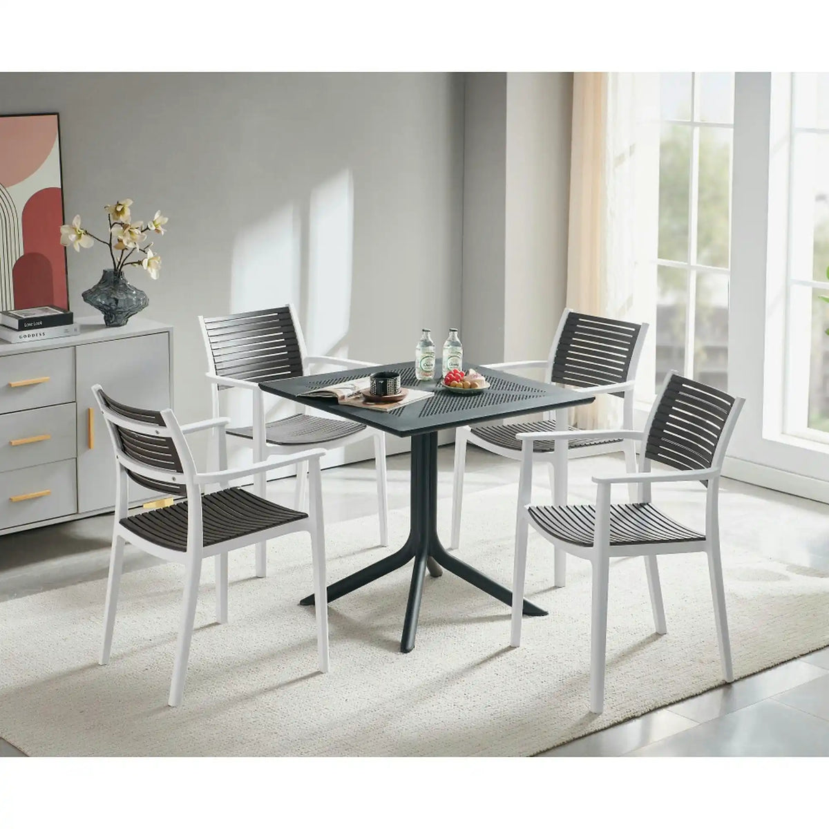 Scaun HERTA, gri/alb, plastic, 57x57x86 cm