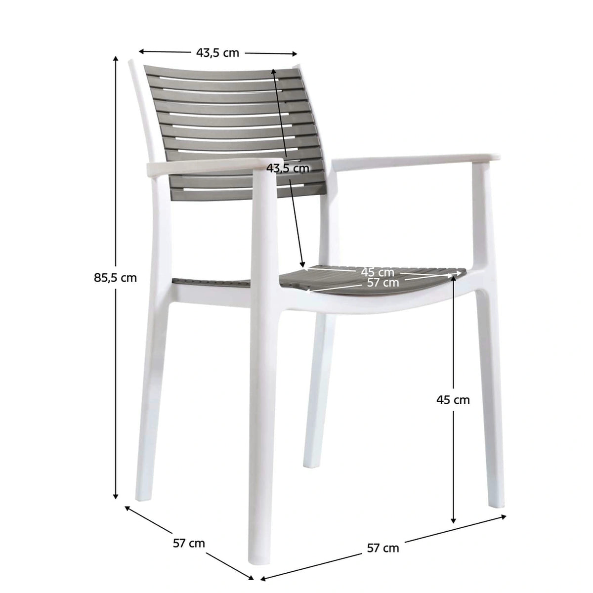 Scaun HERTA, gri/alb, plastic, 57x57x86 cm