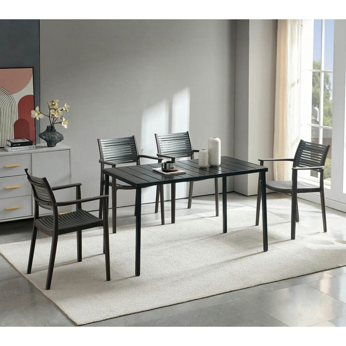 Scaun HERTA, gri/maro, plastic, 57x57x86 cm