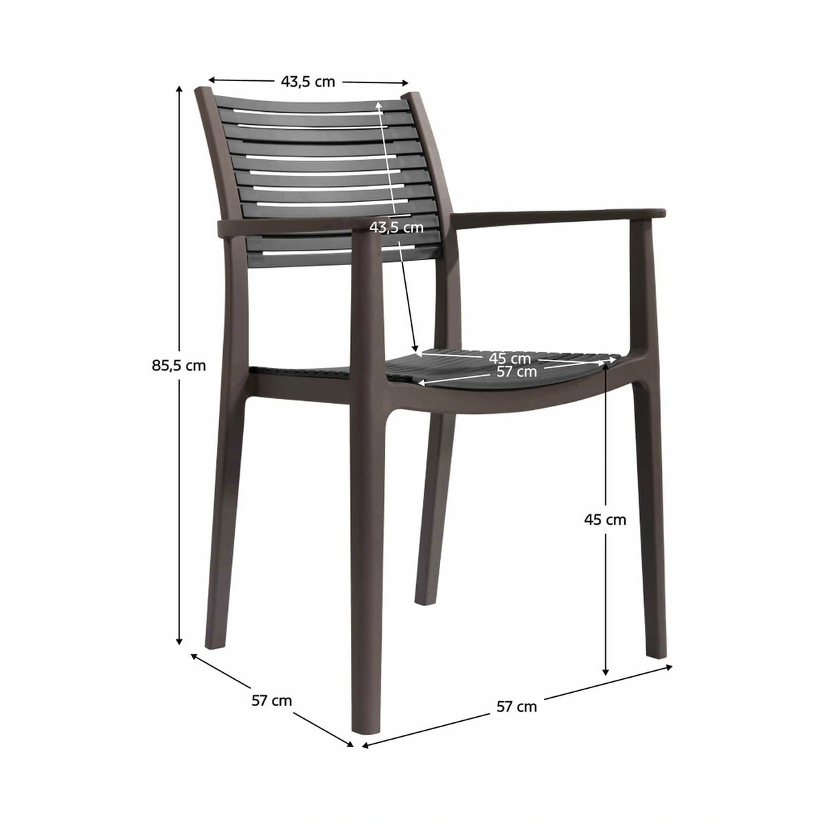 Scaun HERTA, gri/maro, plastic, 57x57x86 cm