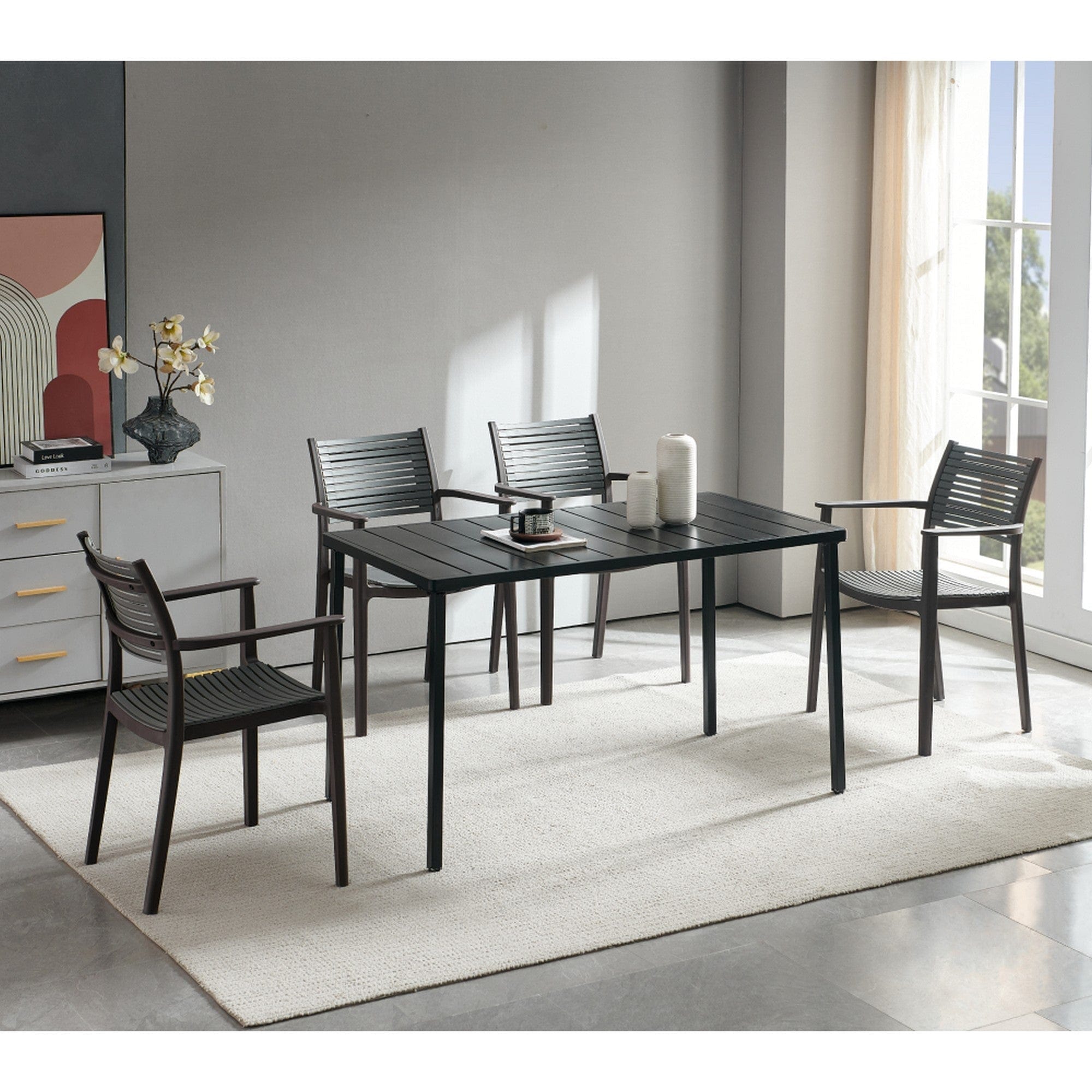 Scaun HERTA, gri/maro, plastic, 57x57x86 cm