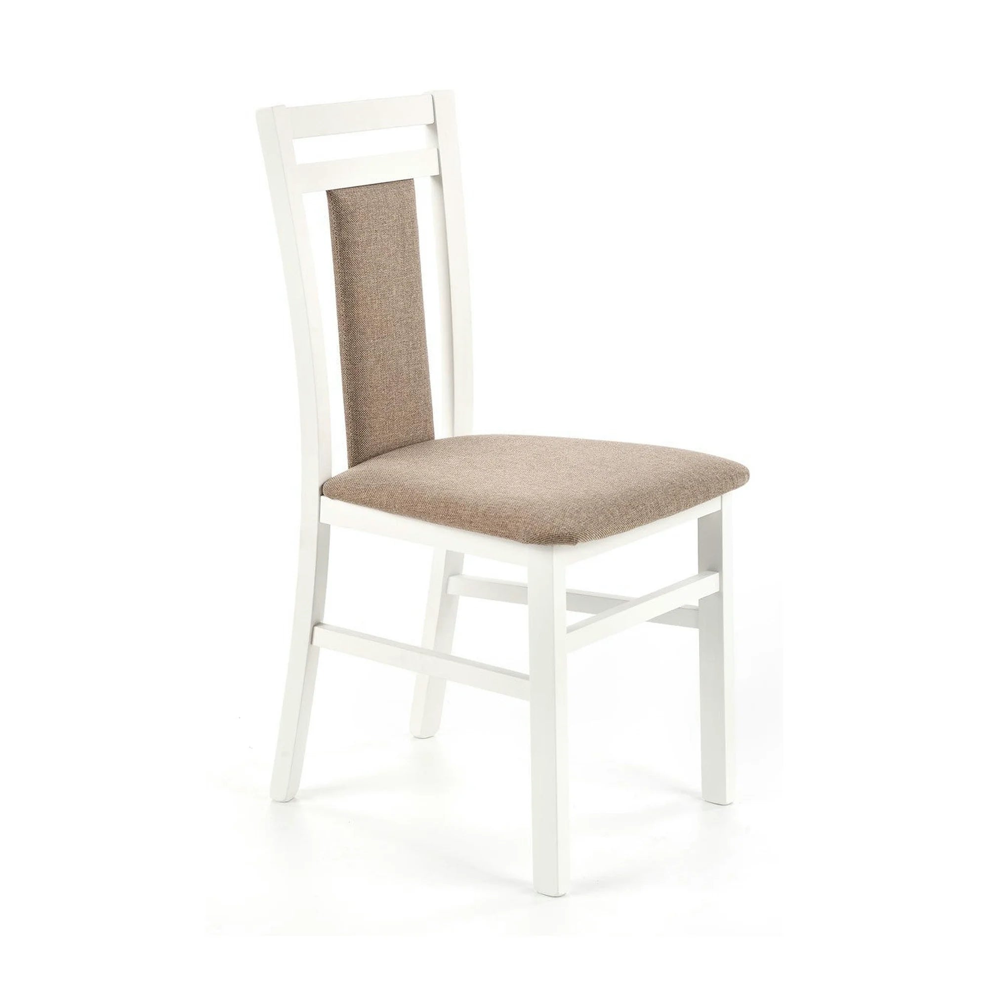 Scaun HUBERT 8, bej/alb, stofa clasica/lemn de fag, 45x51x90 cm