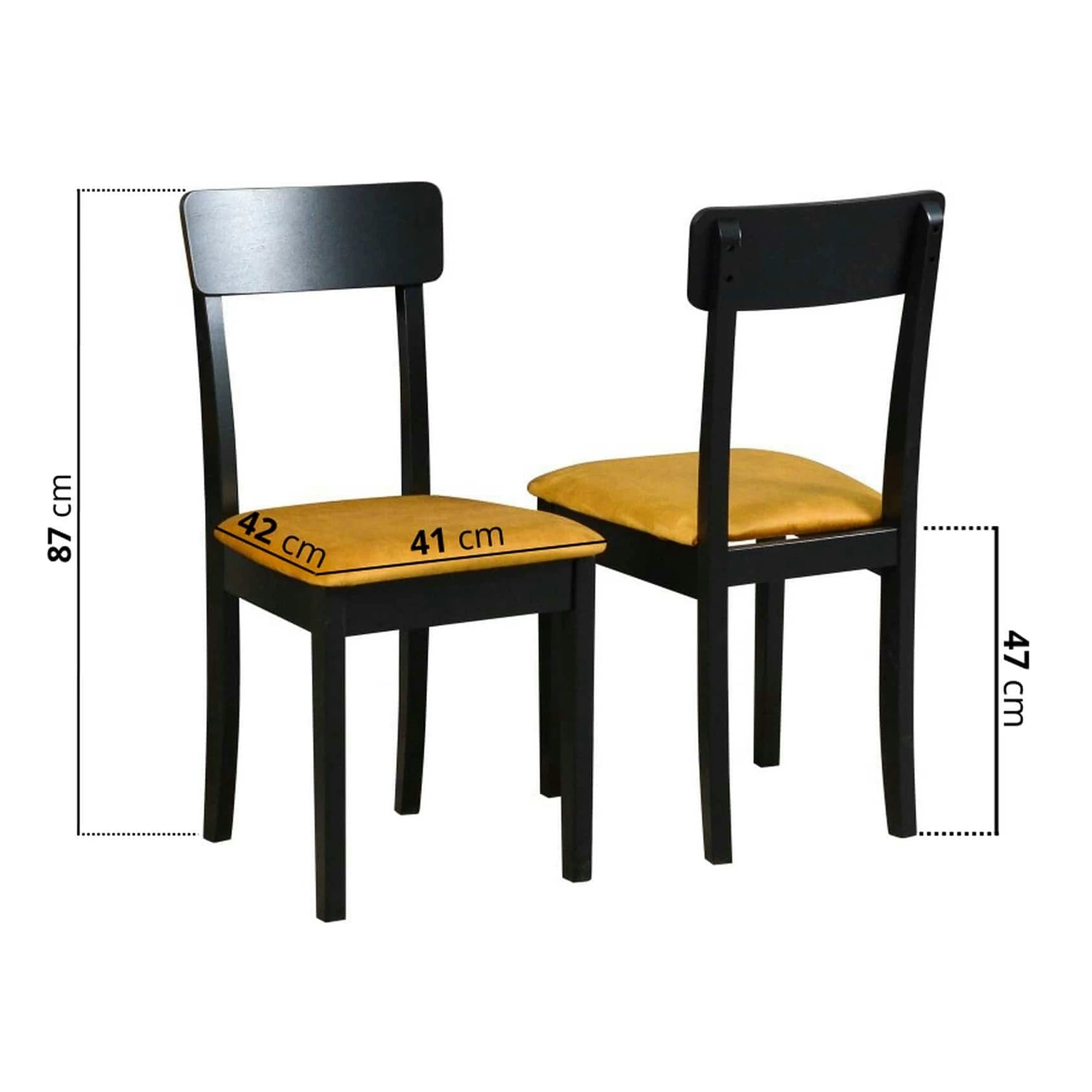 Scaun HUGO 1, galben mustar/negru, stofa catifelata/lemn de fag, 43x40x86 cm