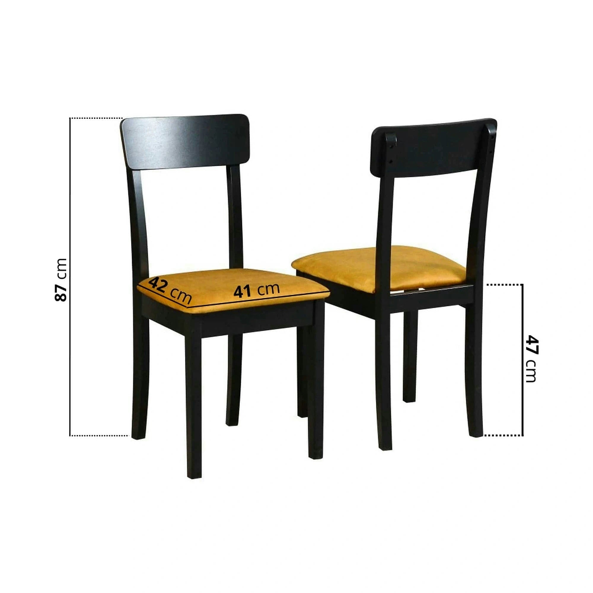 Scaun HUGO 1, galben mustar/negru, stofa catifelata/lemn de fag, 43x40x86 cm