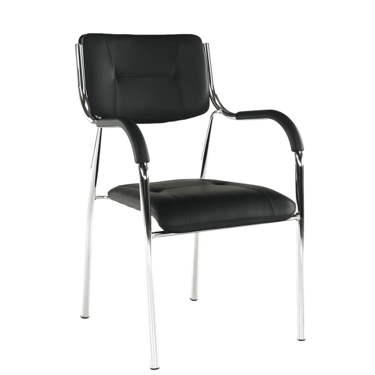 Scaun ILHAM, negru/crom, piele ecologica/metal, 52x55x85 cm