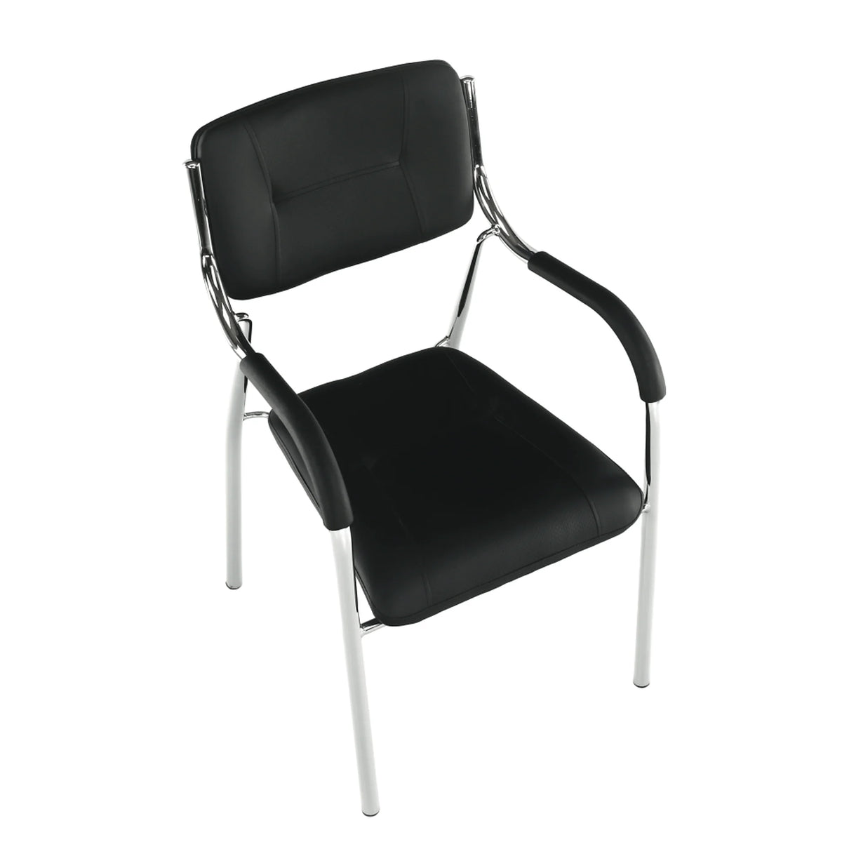 Scaun ILHAM, negru/crom, piele ecologica/metal, 52x55x85 cm