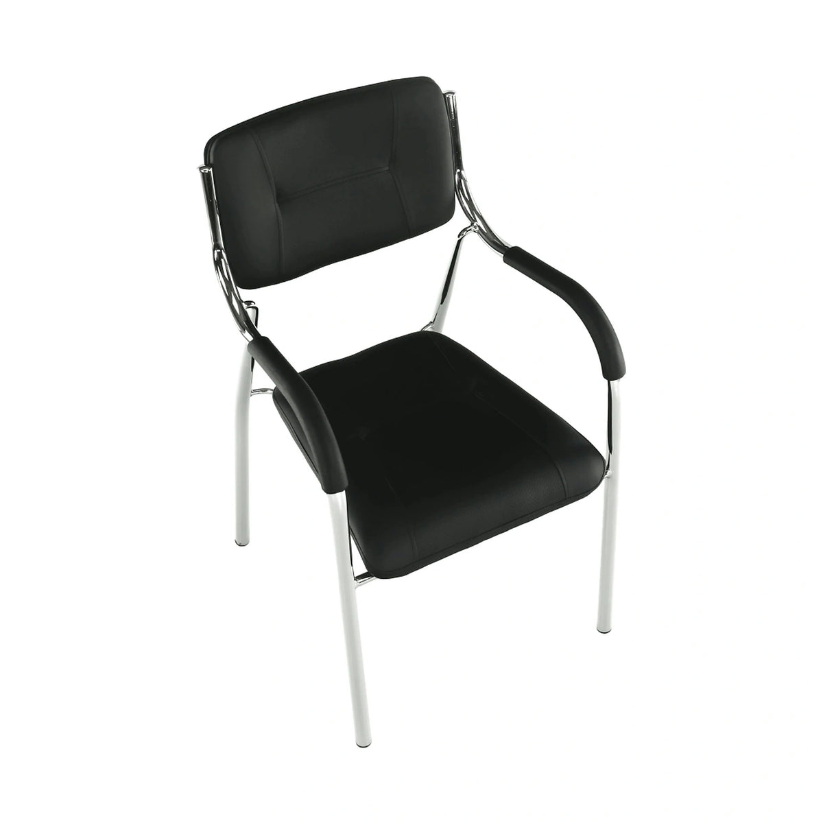 Scaun ILHAM, negru/crom, piele ecologica/metal, 52x55x85 cm