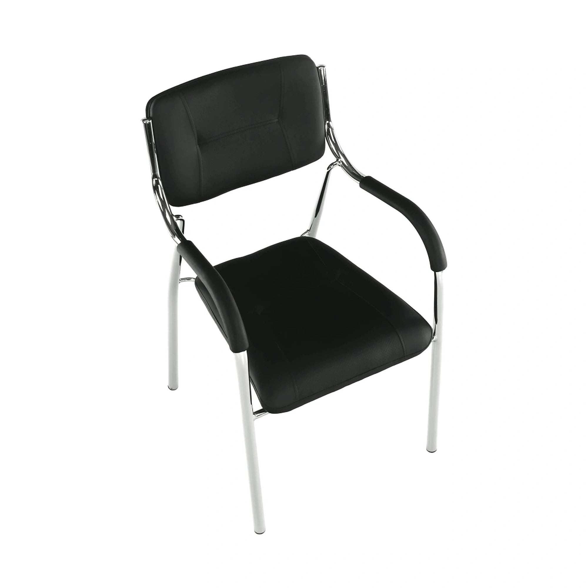 Scaun ILHAM, negru/crom, piele ecologica/metal, 52x55x85 cm