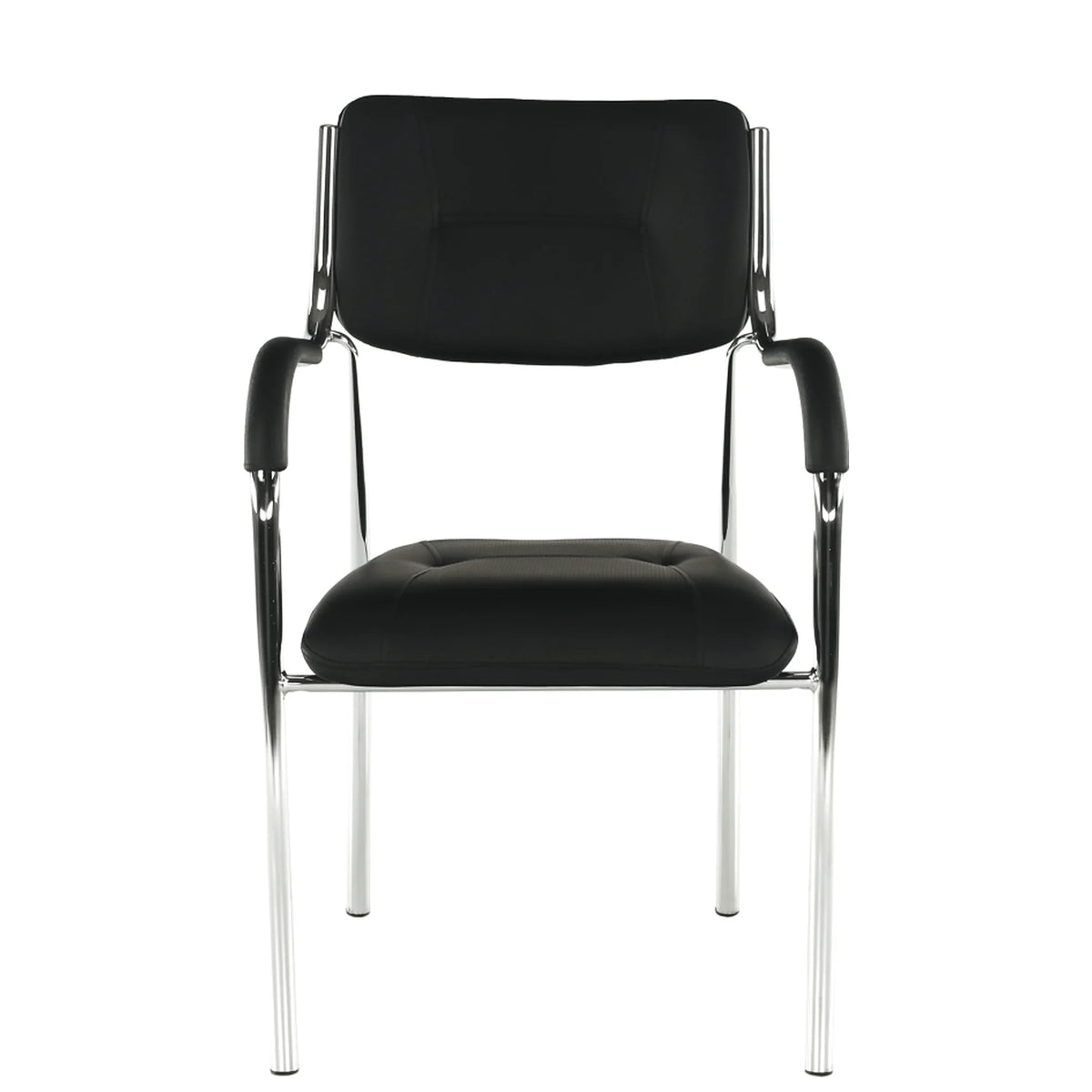 Scaun ILHAM, negru/crom, piele ecologica/metal, 52x55x85 cm