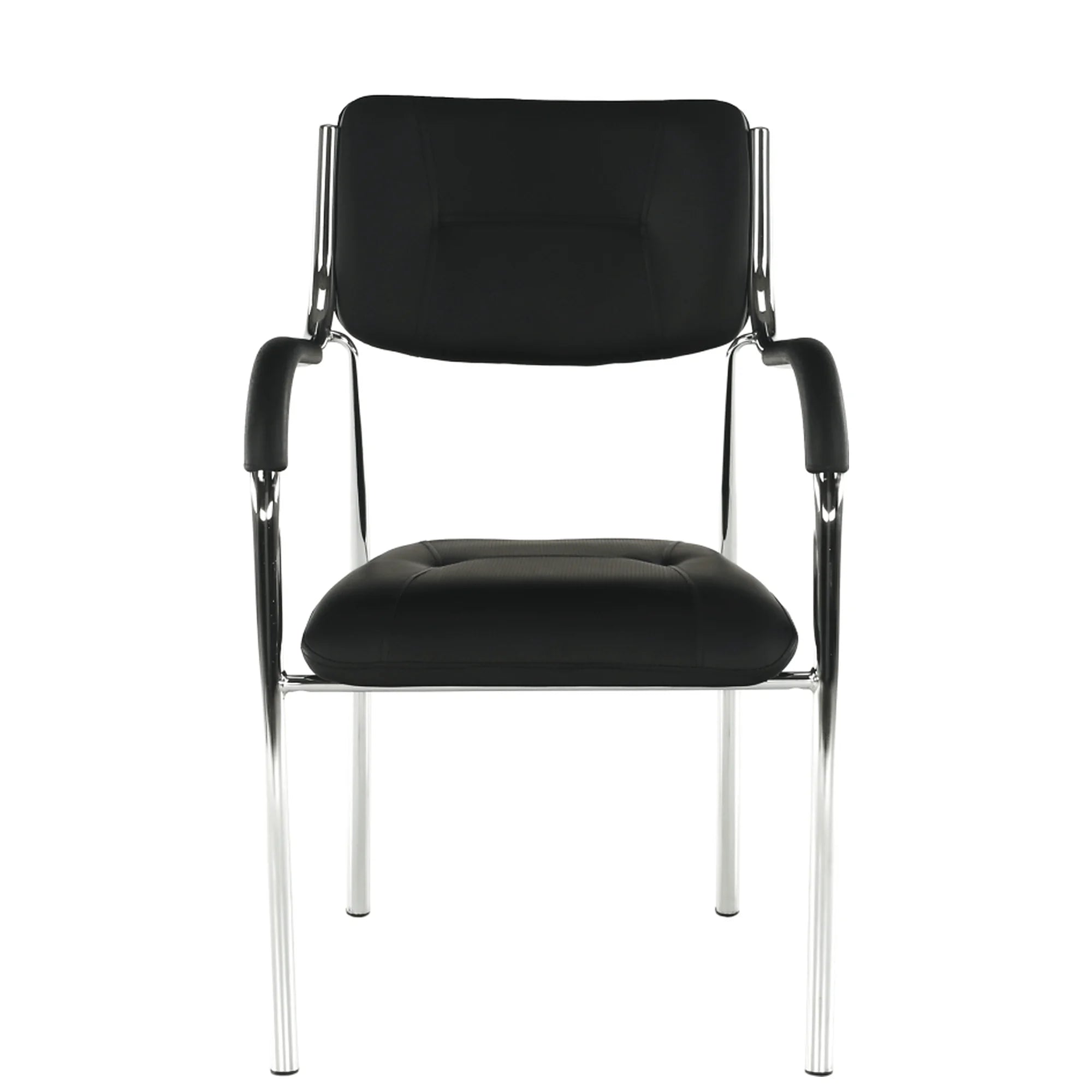 Scaun ILHAM, negru/crom, piele ecologica/metal, 52x55x85 cm
