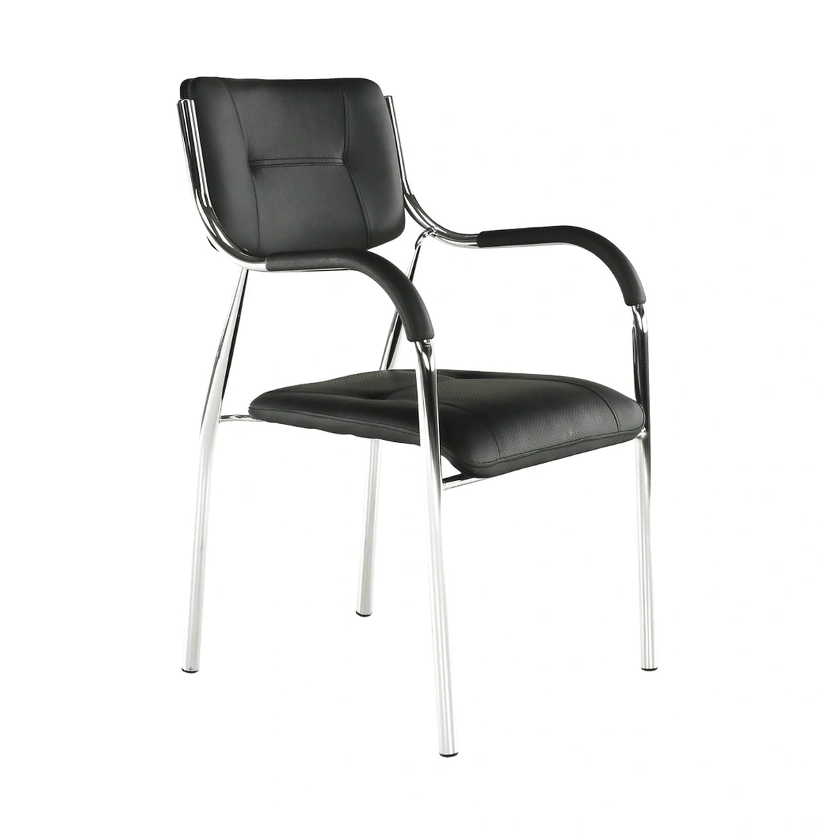 Scaun ILHAM, negru/crom, piele ecologica/metal, 52x55x85 cm