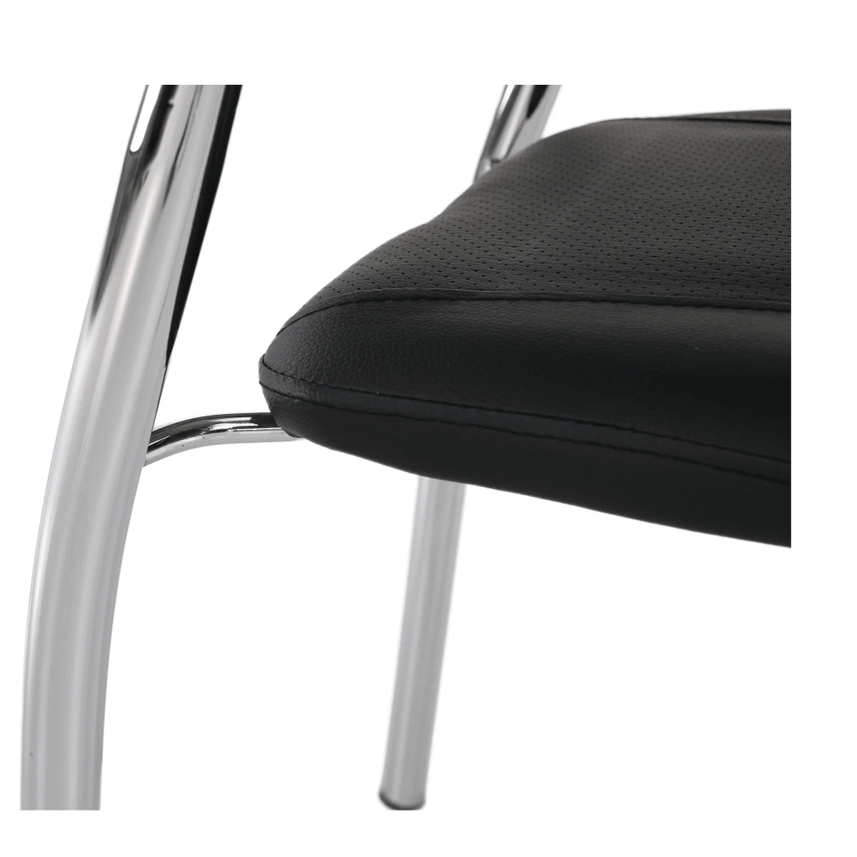 Scaun ILHAM, negru/crom, piele ecologica/metal, 52x55x85 cm