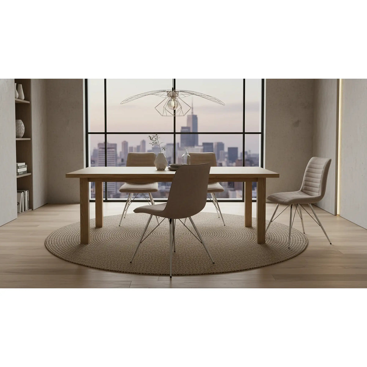 Scaun ILLY, bej/crom, stofa clasica/metal, 54x60x89 cm