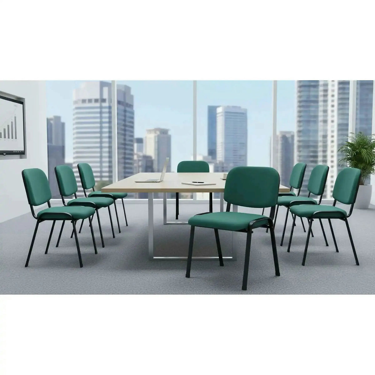 Scaun ISO 2, verde/negru, stofa, 53x55x82 cm