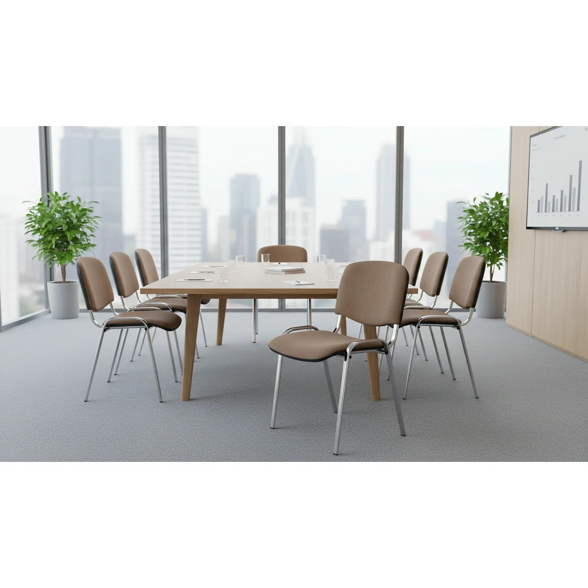 Scaun ISO C, bej, stofa clasic/metal, 53x55x82 cm