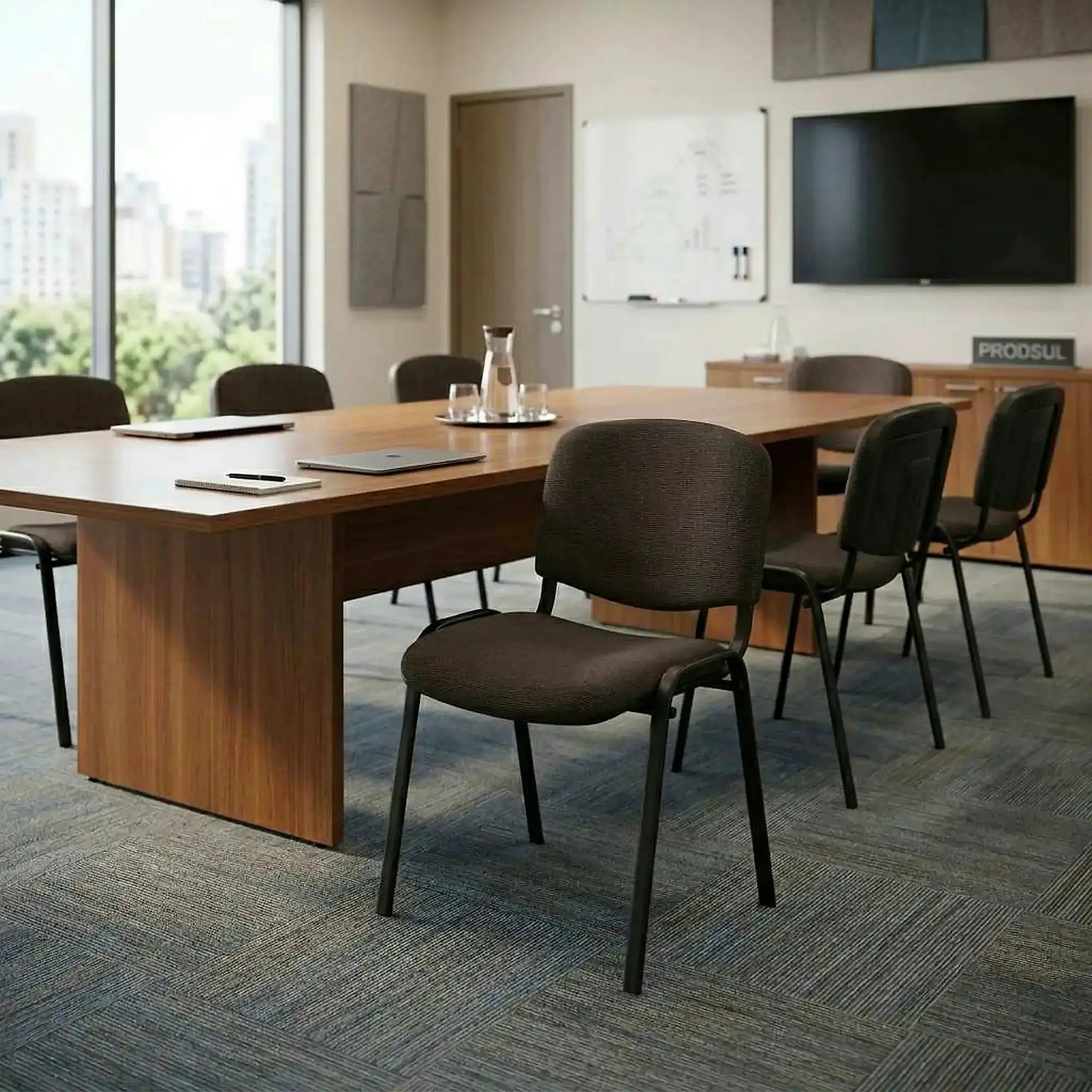 Scaun ISO NEW, maro inchis/negru, stofa clasica/metal, 53x58x83 cm