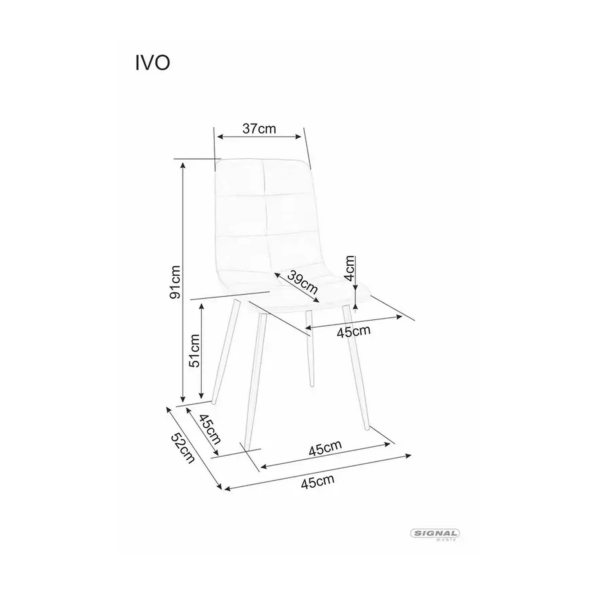 Scaun IVO, gri/negru, stofa catifelata/metal, 45x39x91 cm