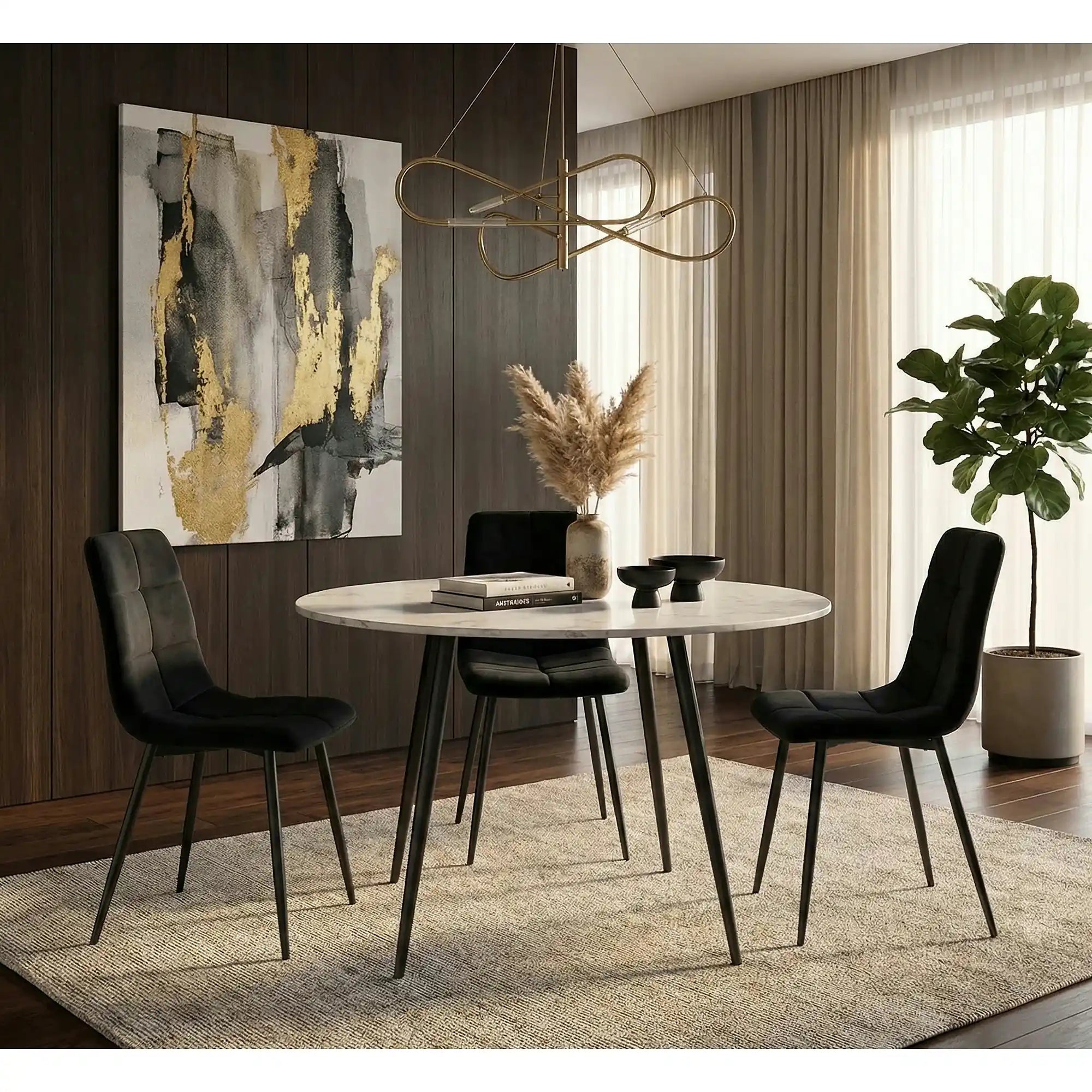 Scaun IVO, negru, stofa catifelata/metal, 45x39x91 cm