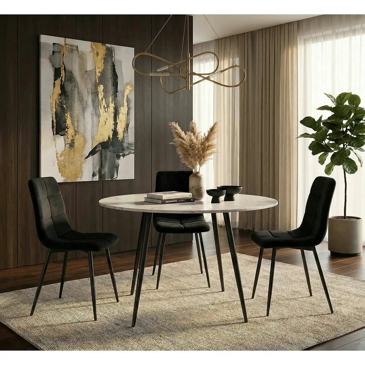 Scaun IVO, negru, stofa catifelata/metal, 45x39x91 cm