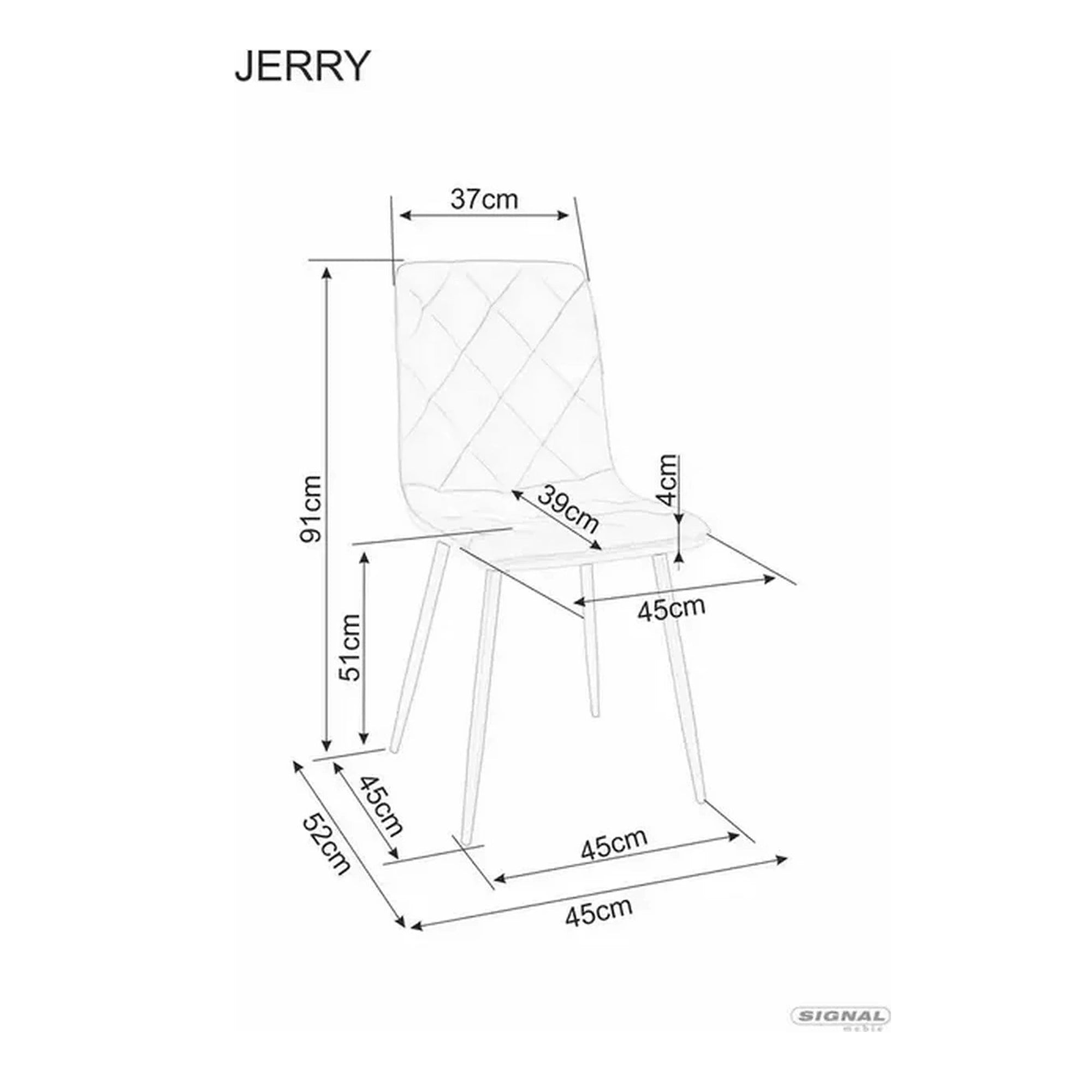 Scaun JERRY, bej/negru, stofa clasica/metal, 45x39x91 cm
