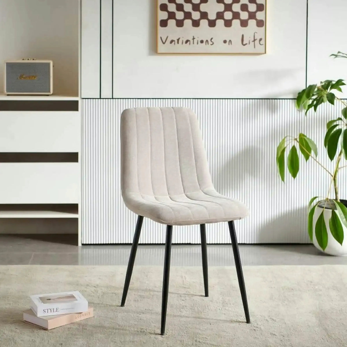 Scaun JET, bej/negru, stofa clasica/metal, 44x54x88 cm