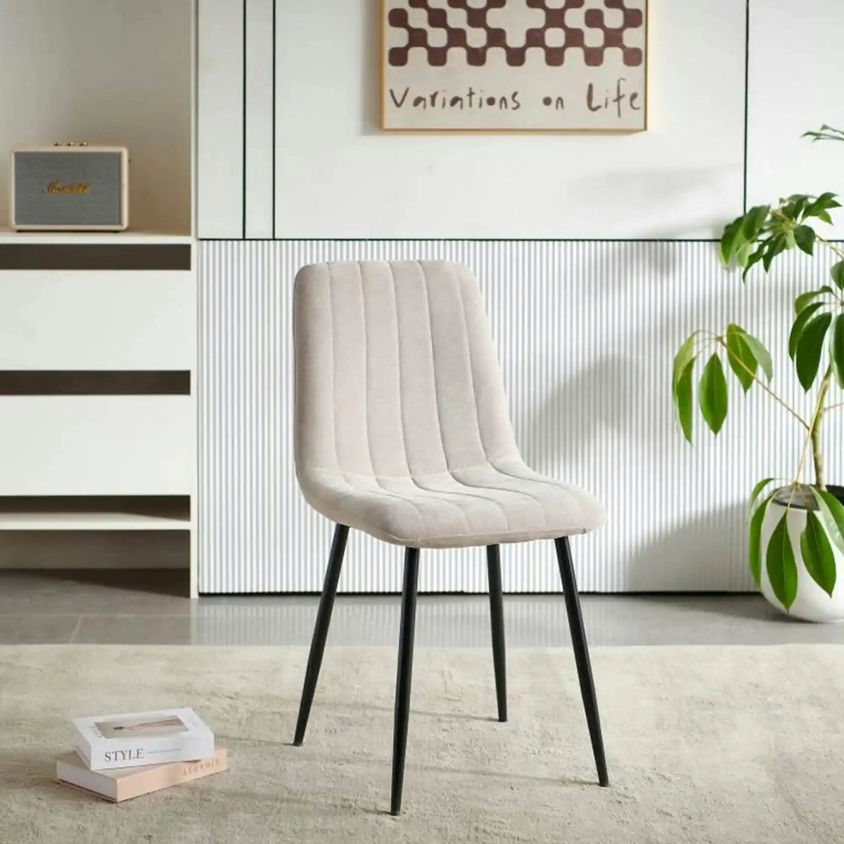 Scaun JET, bej/negru, stofa clasica/metal, 44x54x88 cm