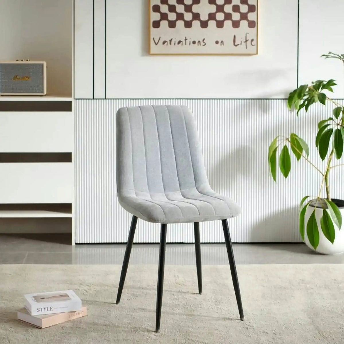 Scaun JET, gri deschis/negru, stofa clasica/metal, 44x54x88 cm